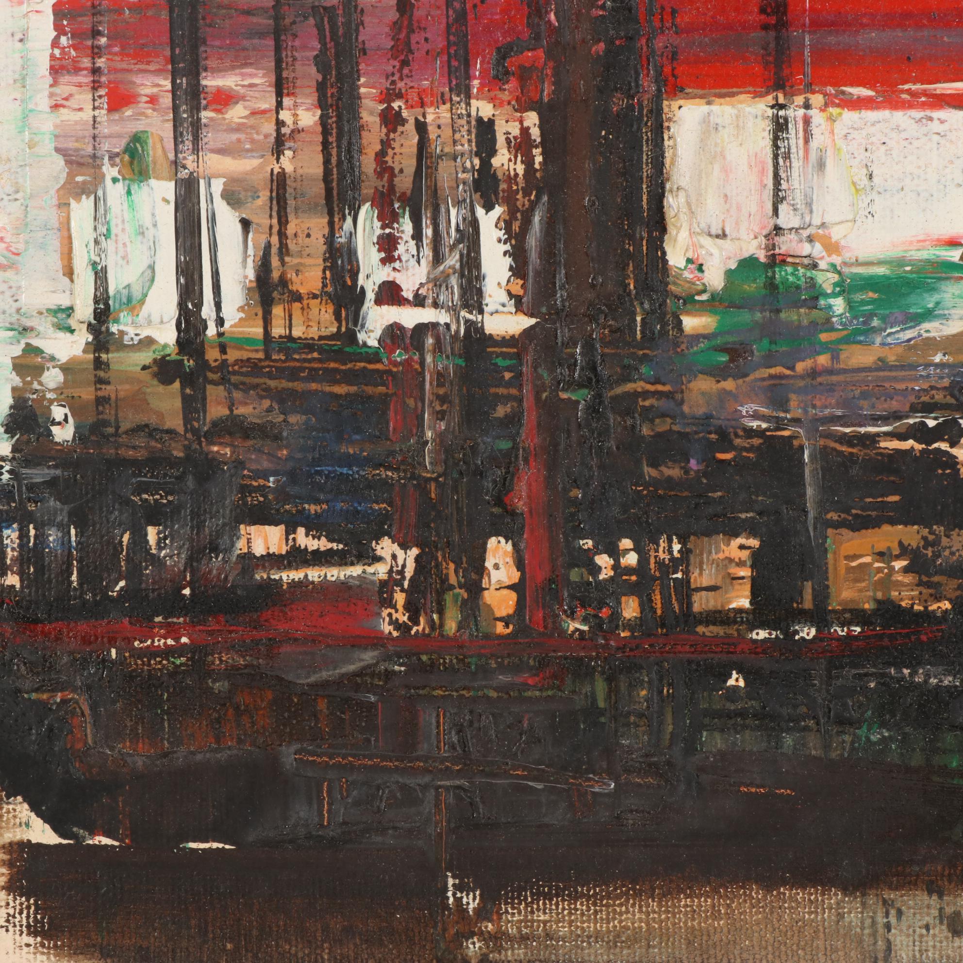 Ozz França Modernist Oil Painting "Crepúsculo," 1965