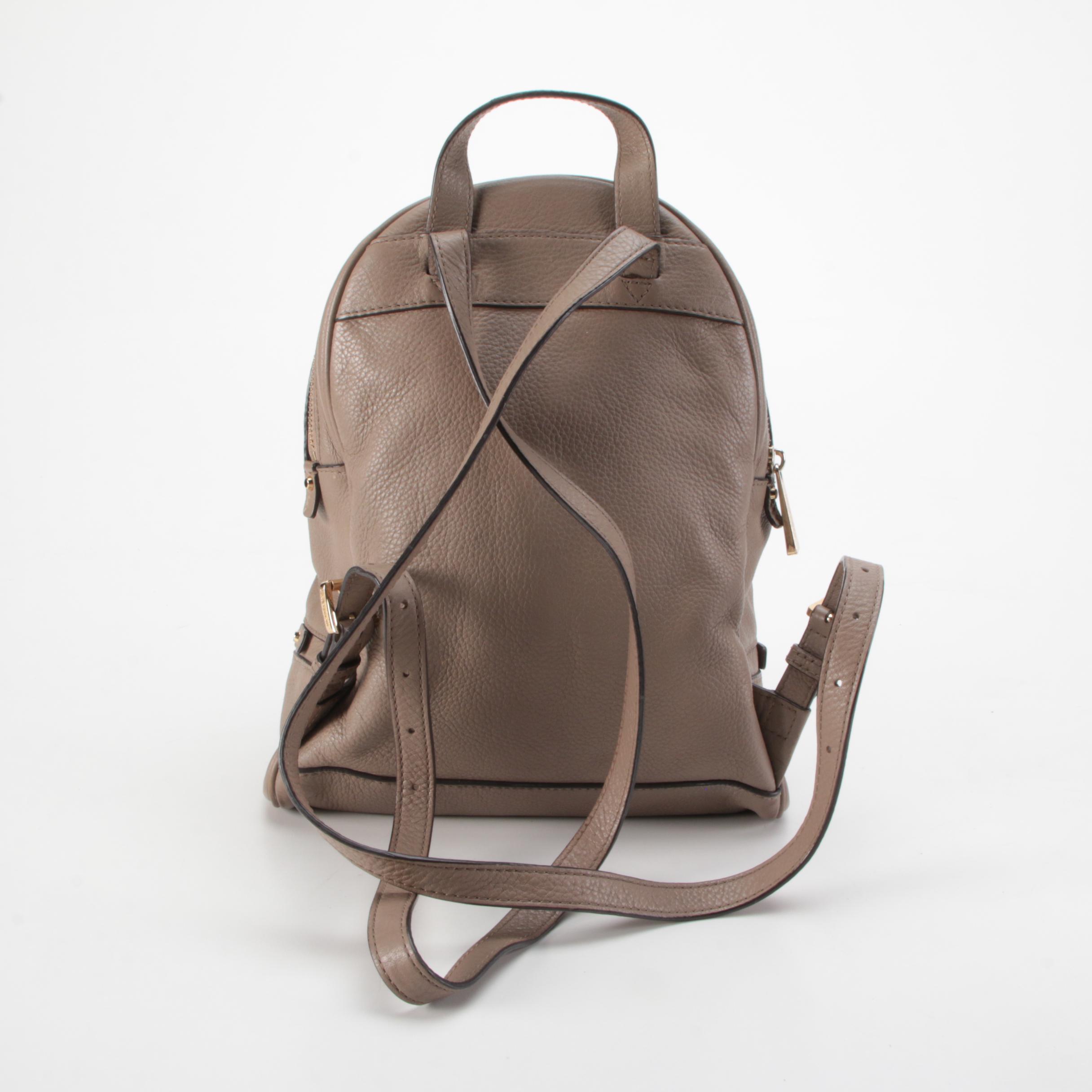 MICHAEL Michael Kors Rhea Medium Backpack Purse in Taupe Pebbled Leather