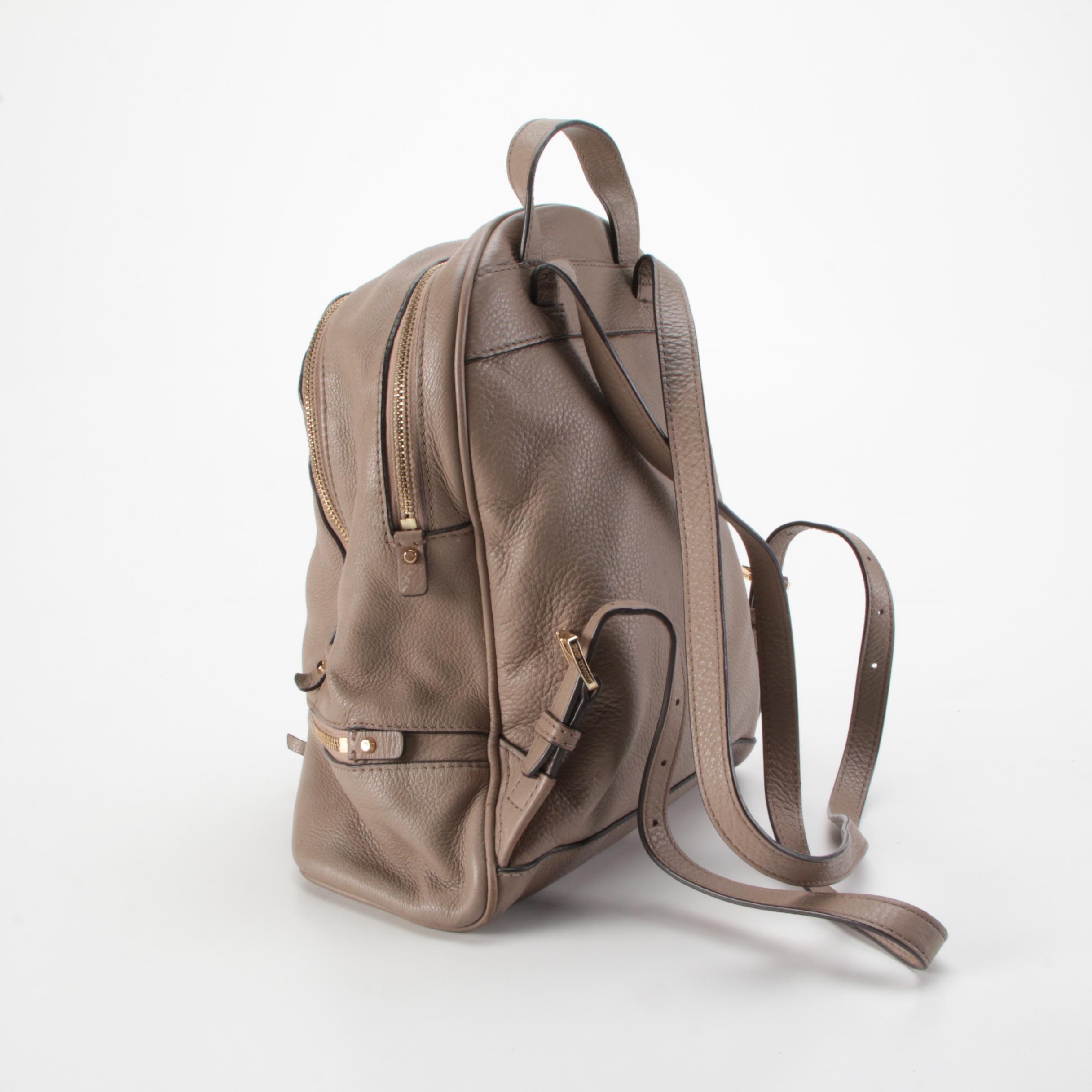 MICHAEL Michael Kors Rhea Medium Backpack Purse in Taupe Pebbled Leather