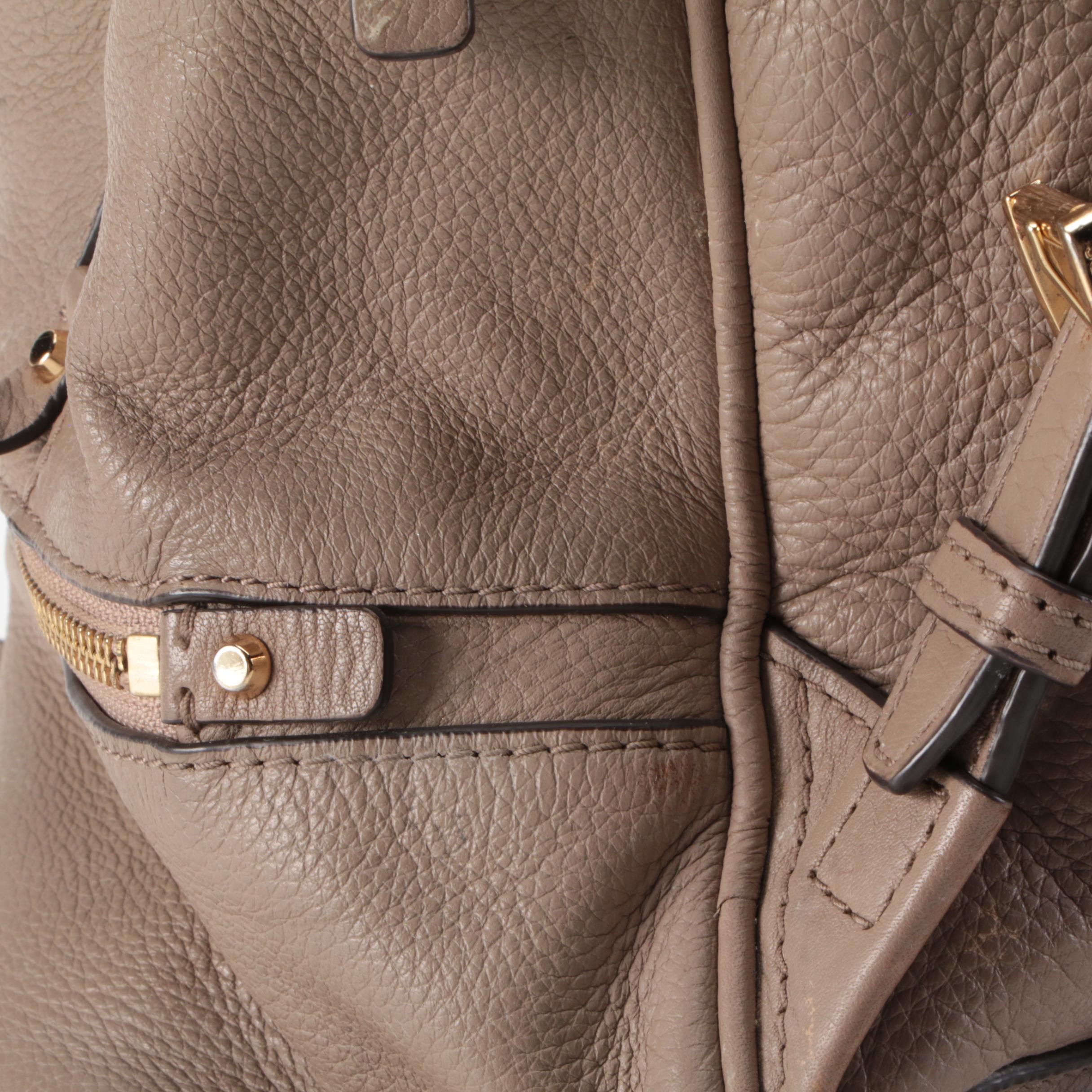 MICHAEL Michael Kors Rhea Medium Backpack Purse in Taupe Pebbled Leather