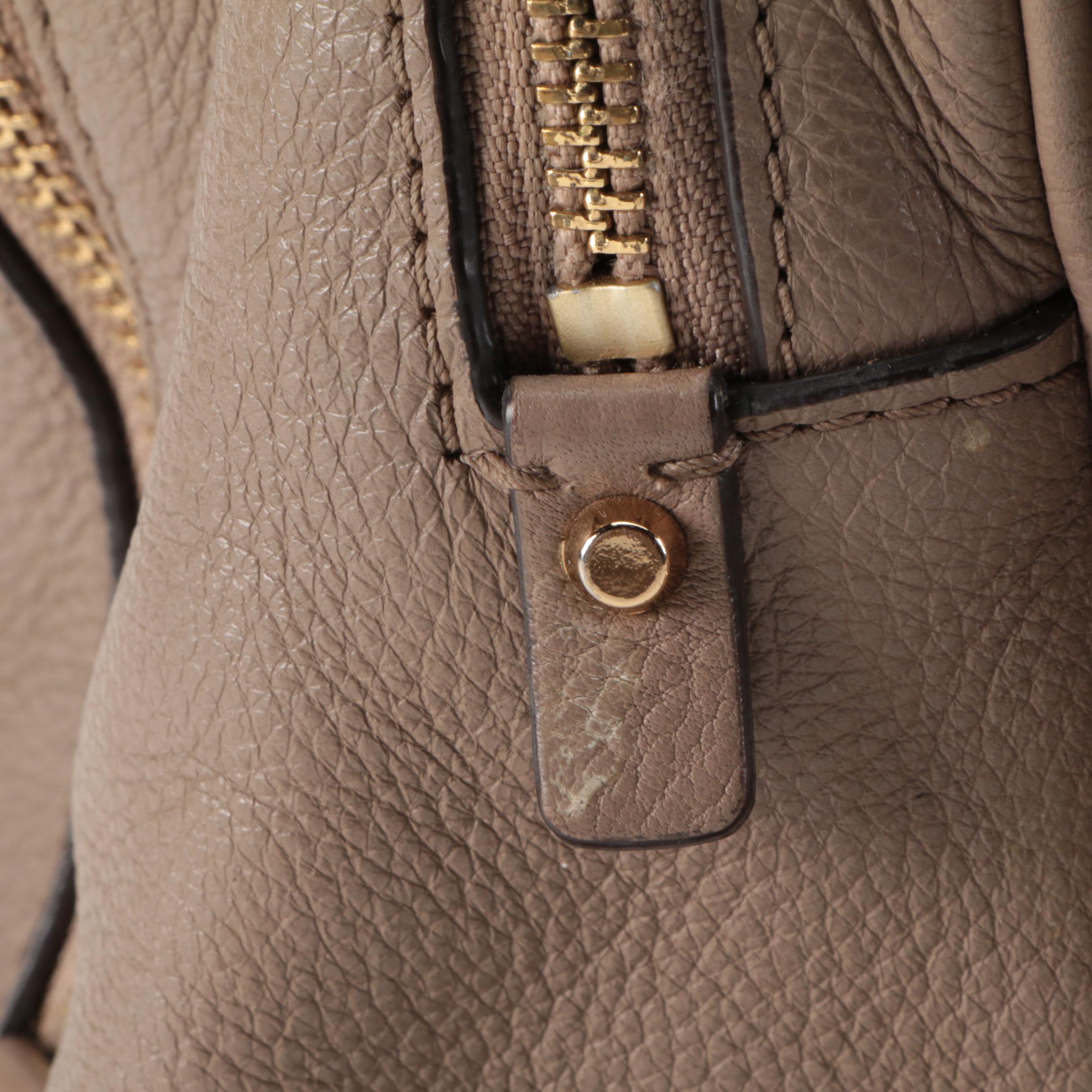 MICHAEL Michael Kors Rhea Medium Backpack Purse in Taupe Pebbled Leather