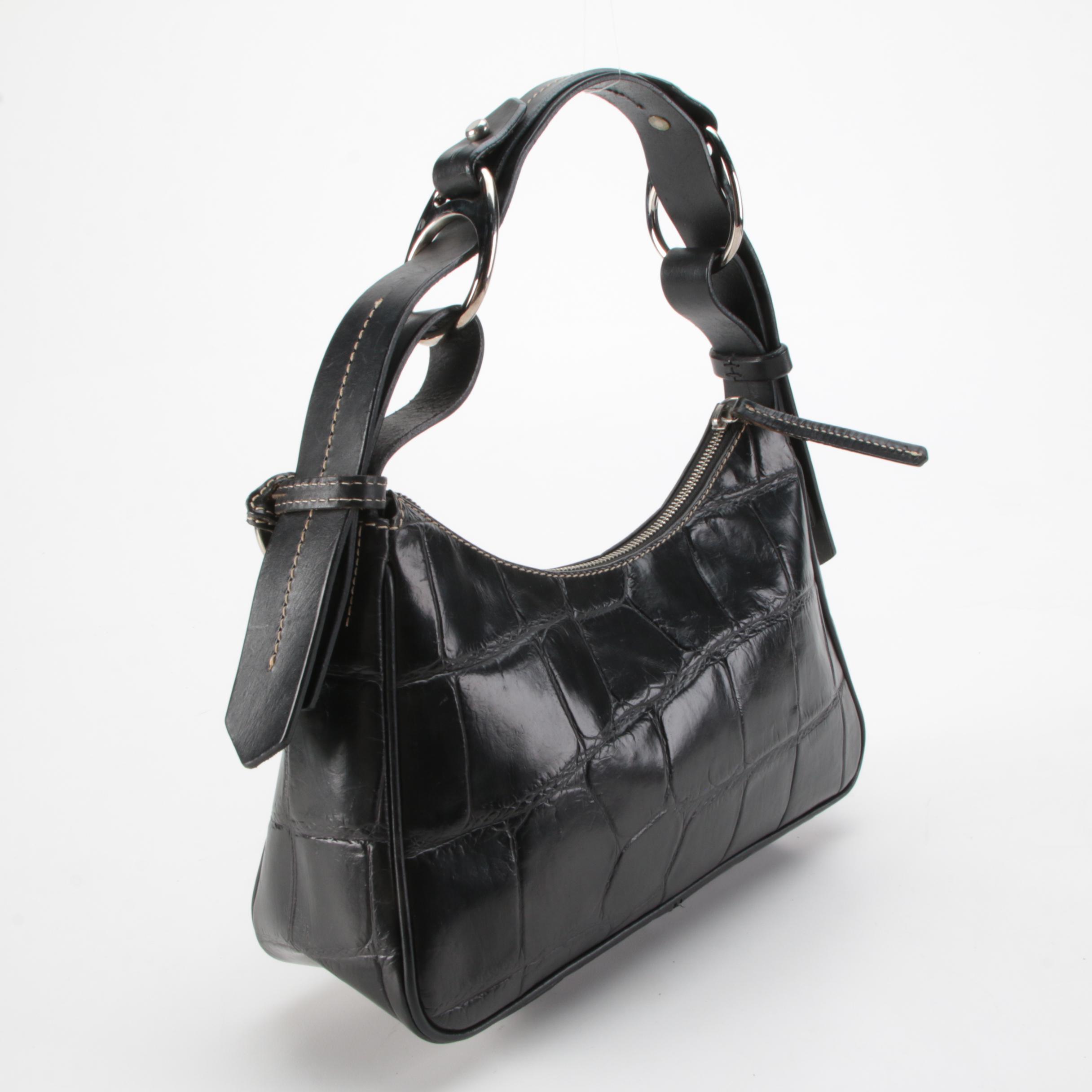 Dooney & Bourke Hobo Bag in Black Crocodile Embossed Leather