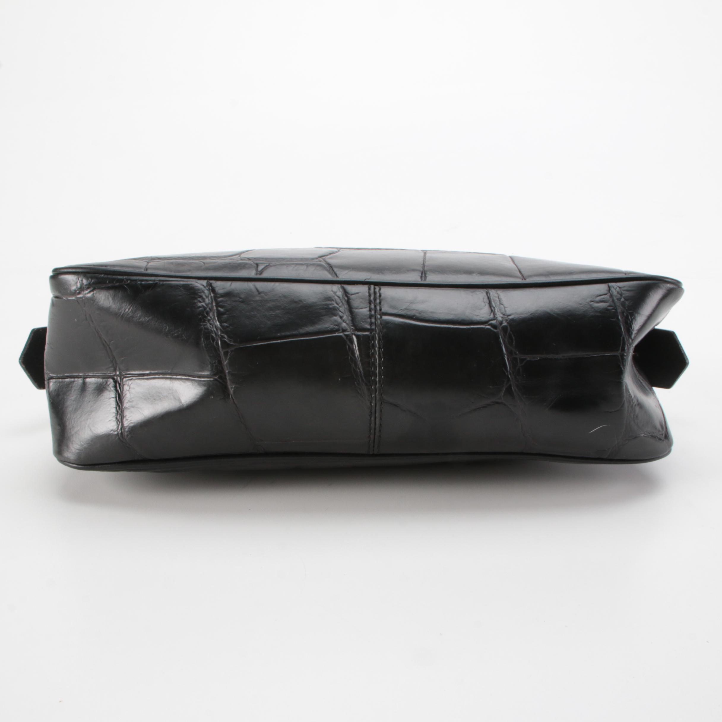 Dooney & Bourke Hobo Bag in Black Crocodile Embossed Leather