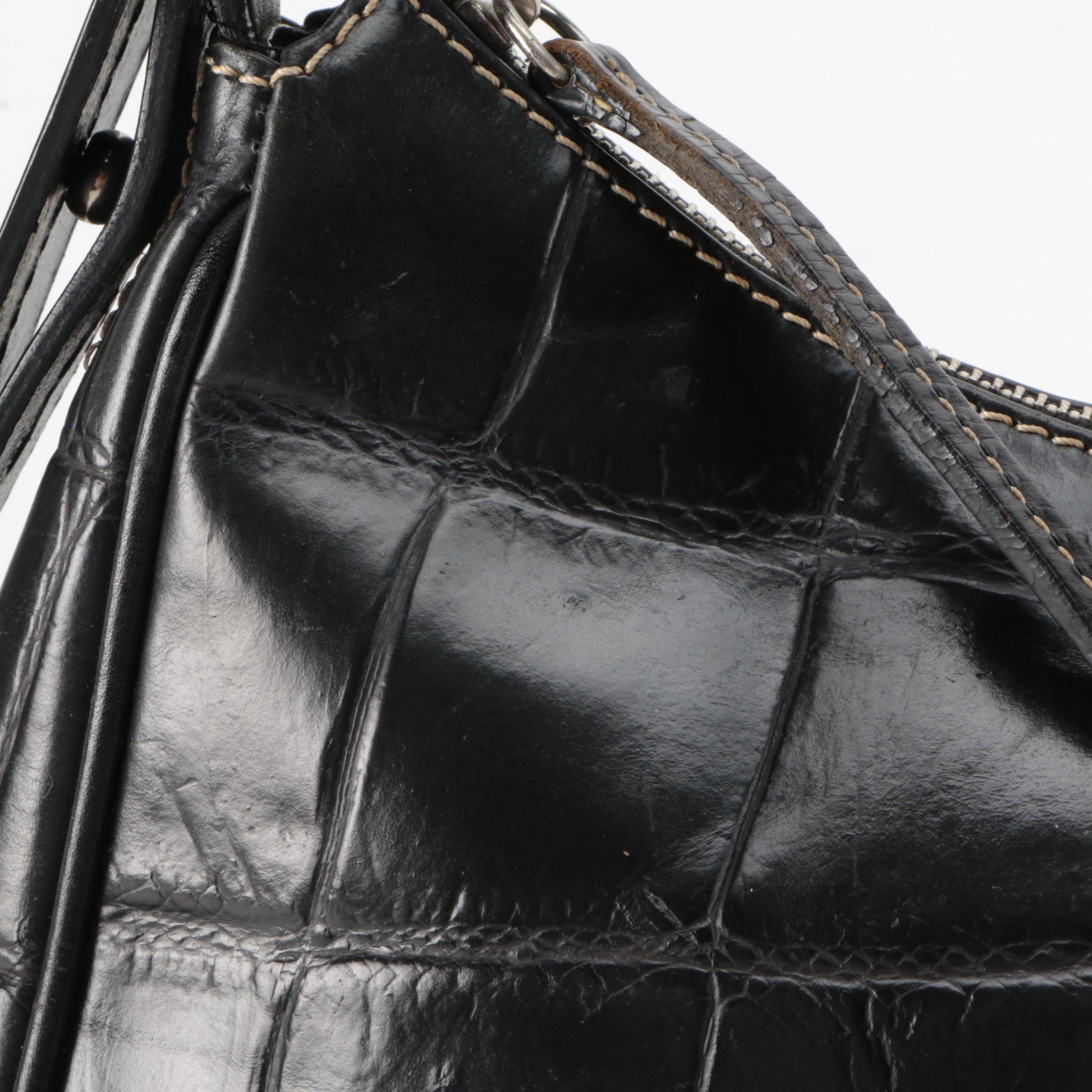 Dooney & Bourke Hobo Bag in Black Crocodile Embossed Leather