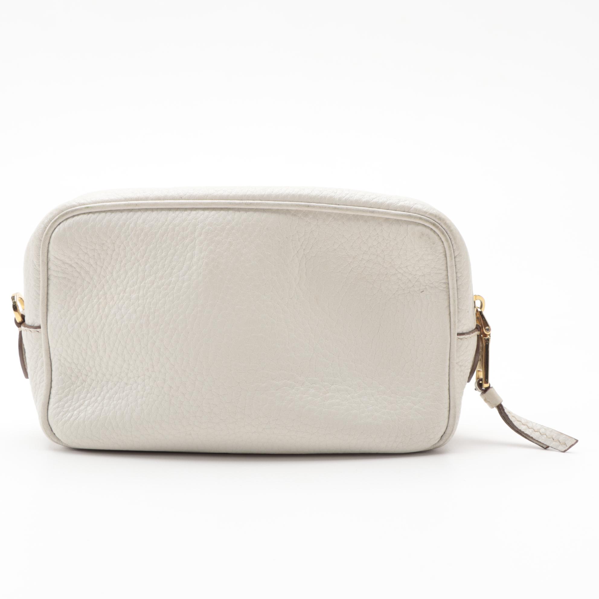 Prada Cosmetic Pouch in White Vitello Daino Leather