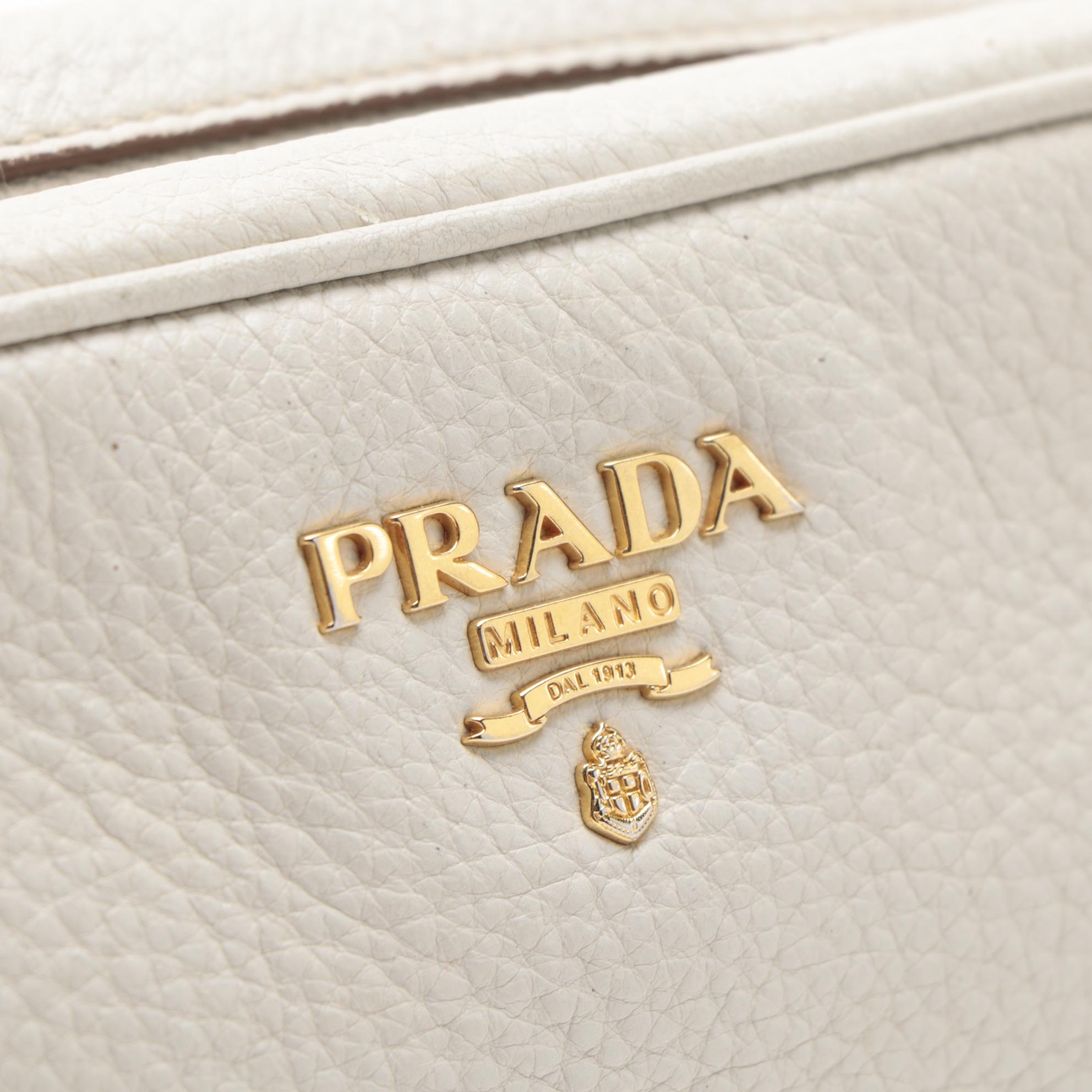 Prada Cosmetic Pouch in White Vitello Daino Leather
