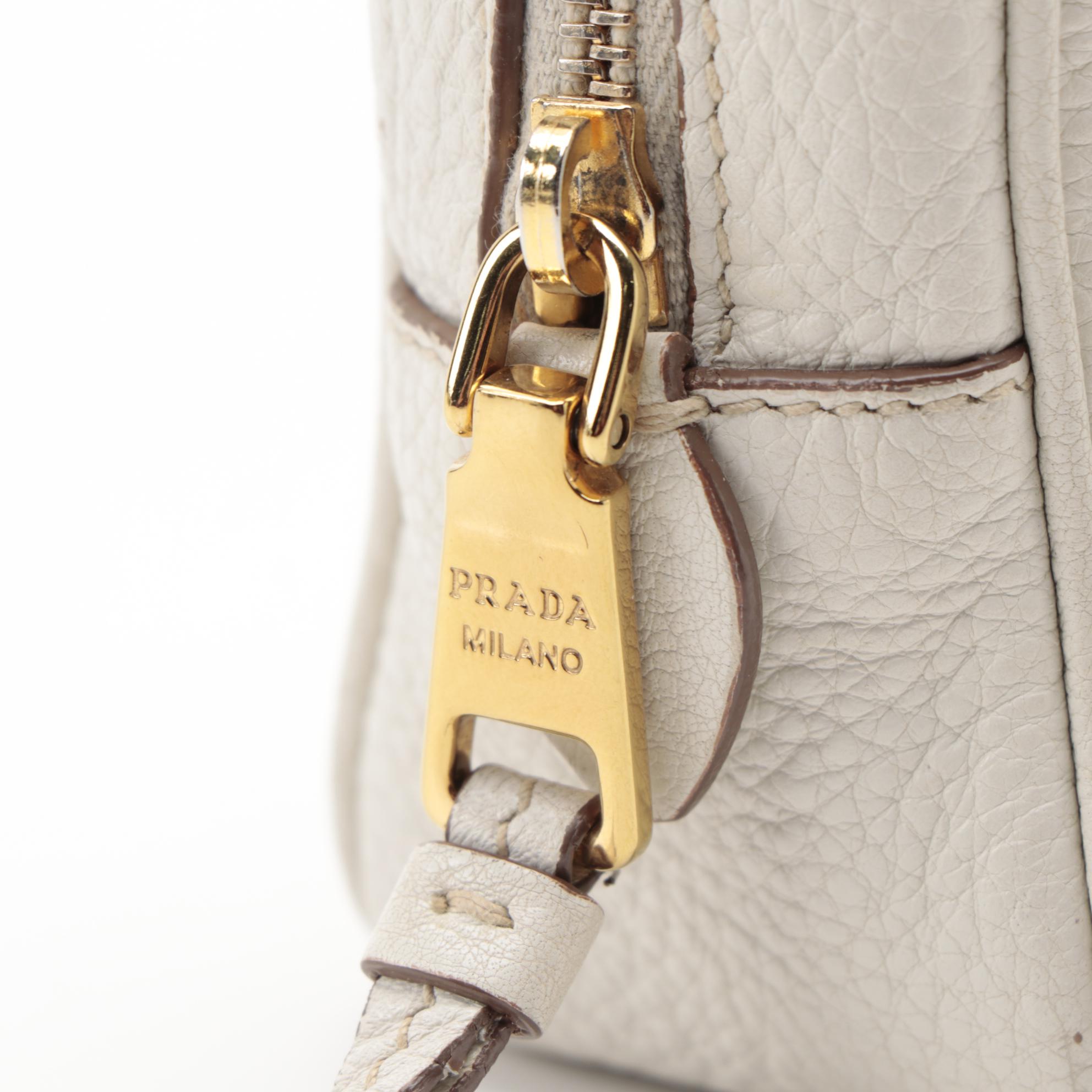 Prada Cosmetic Pouch in White Vitello Daino Leather