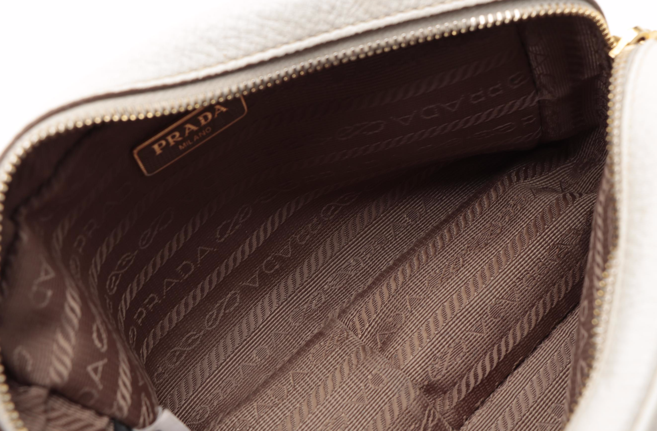 Prada Cosmetic Pouch in White Vitello Daino Leather