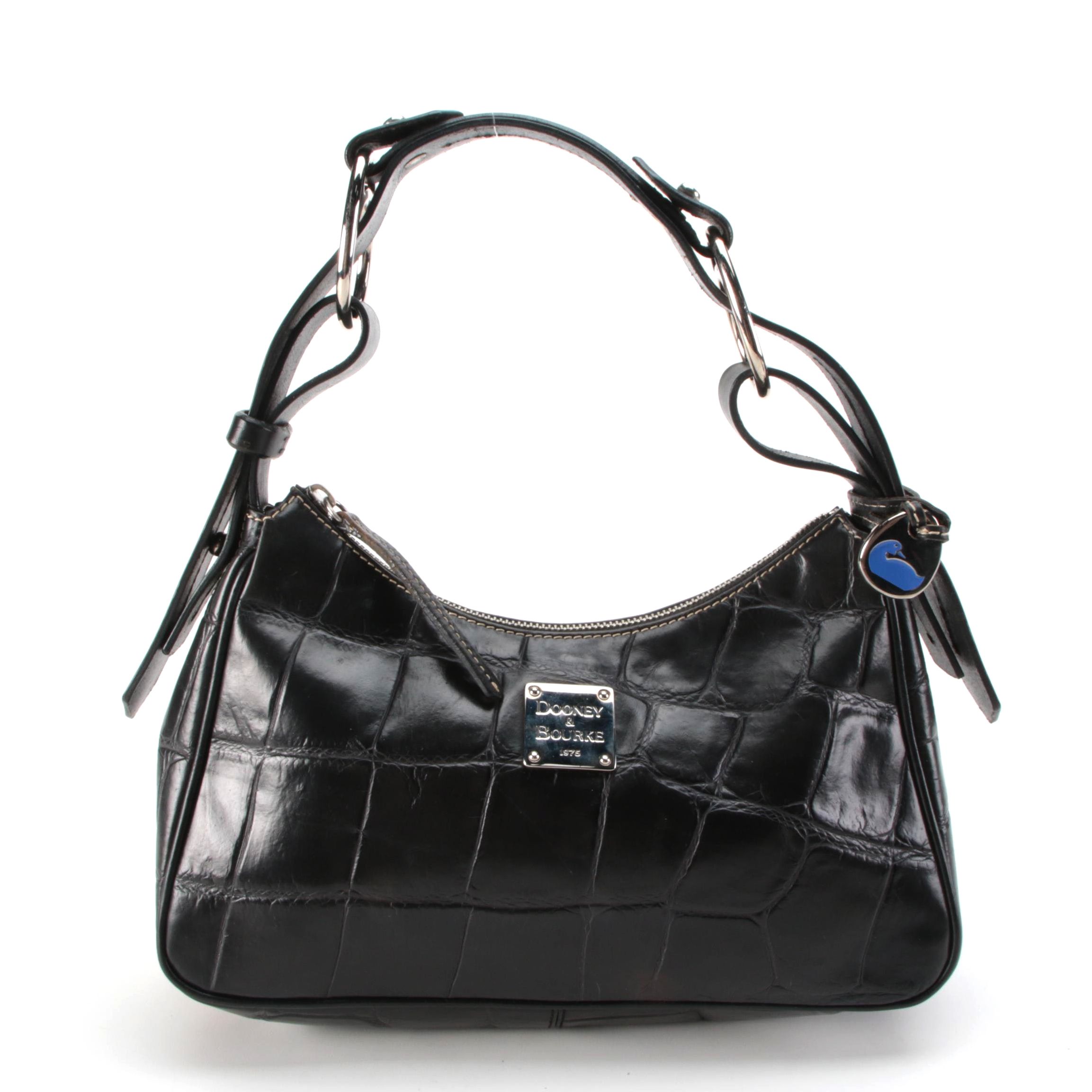 Dooney & Bourke Hobo Bag in Black Crocodile Embossed Leather