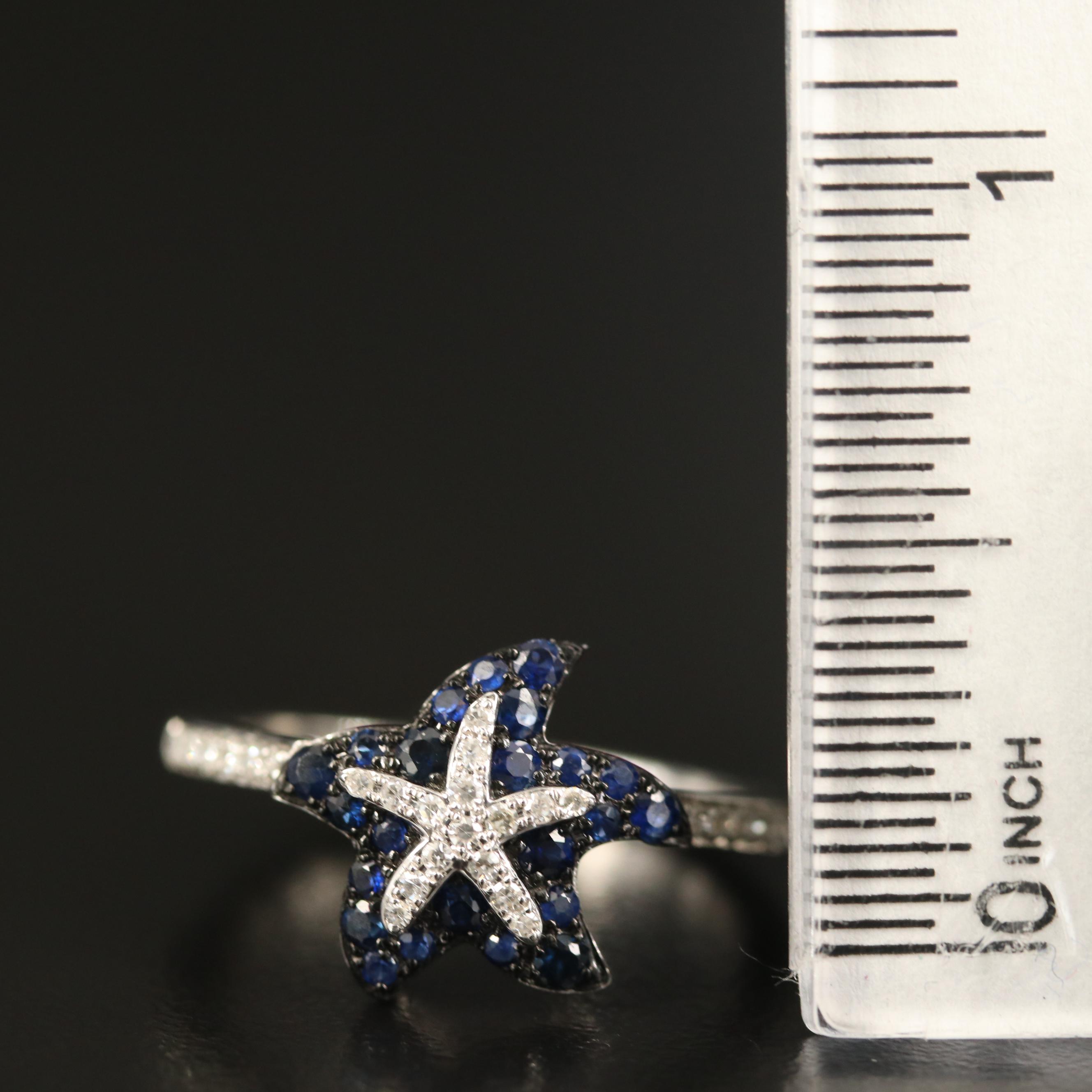 EFFY "Seaside" 14K Diamond and Sapphire Starfish Ring