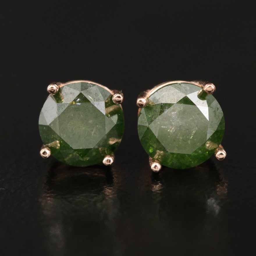 14K 1.54 CTW Green Diamond Stud Earrings