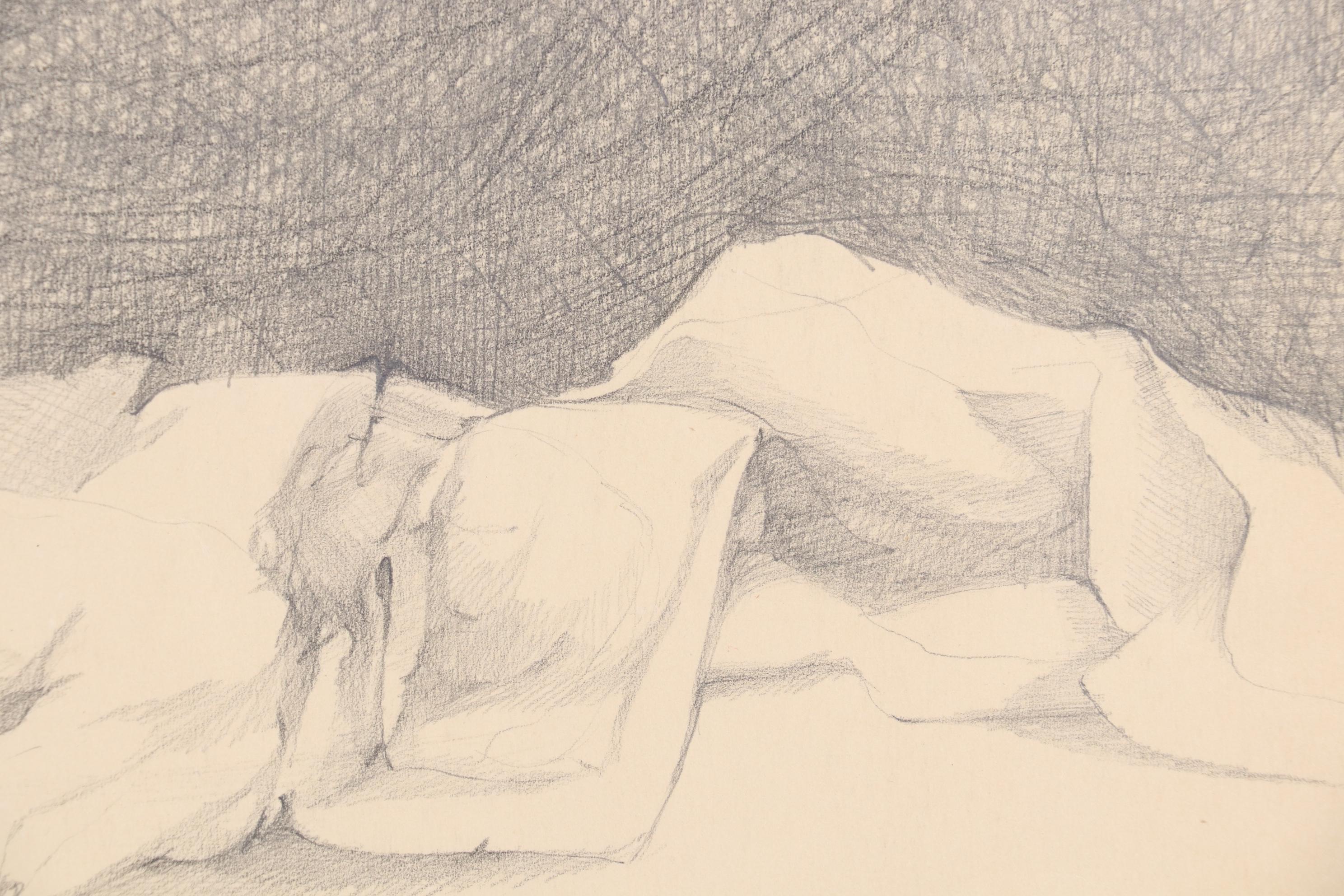 John Tuska Figural Graphite Drawing, 1968
