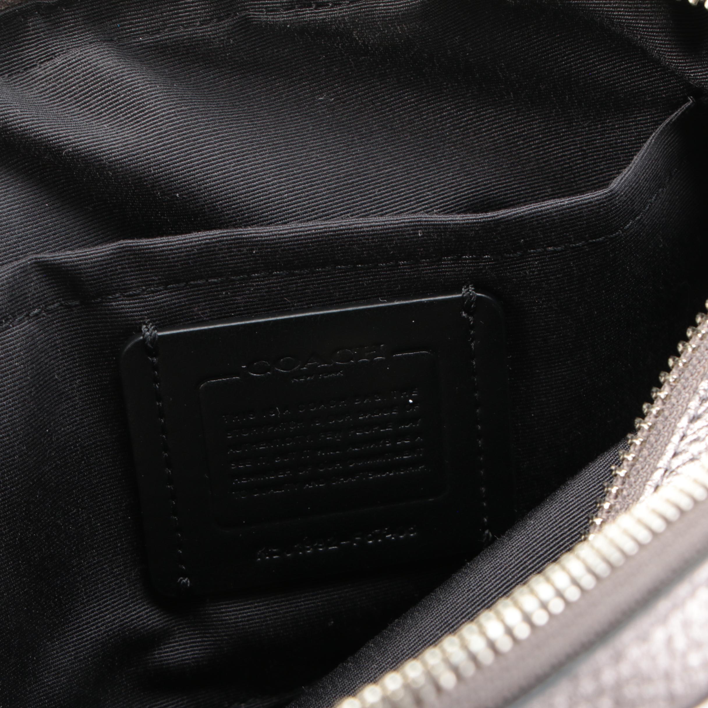 Coach Jes Double Zip Crossbody Bag in Metallic Silver Pebbled Leather