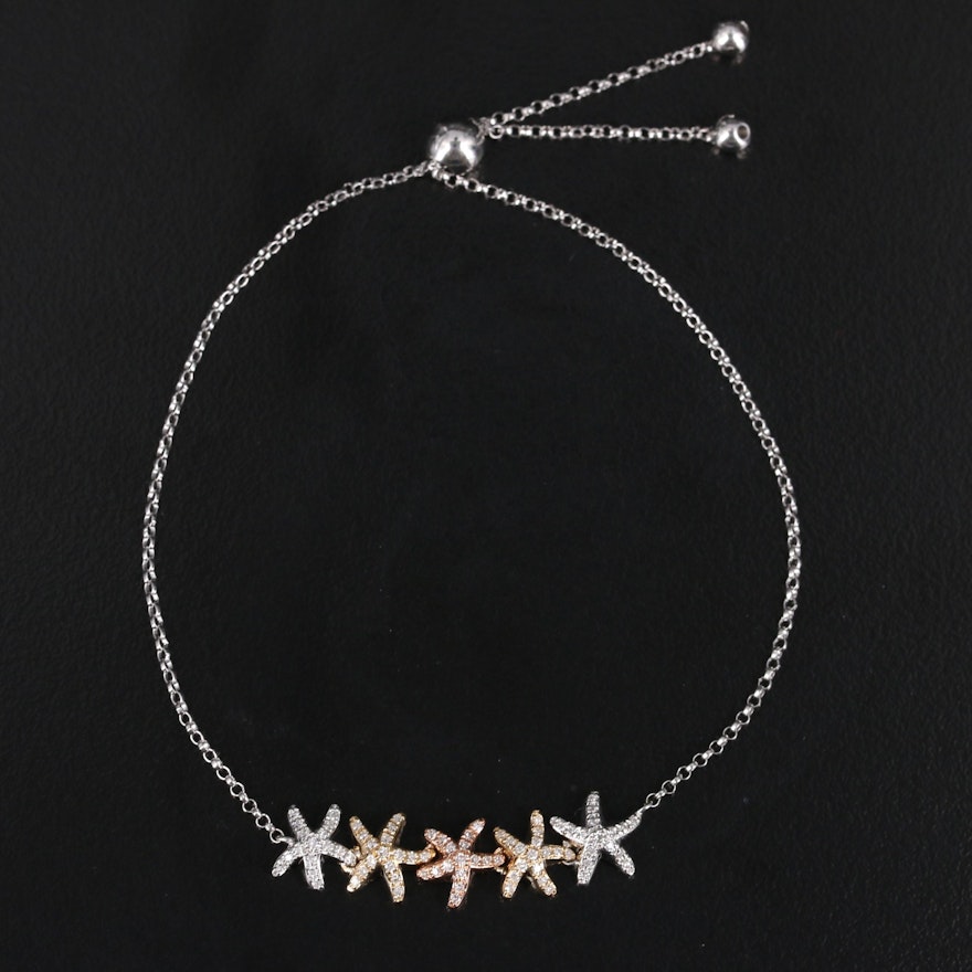 EFFY 14K Tri-Gold Diamond Starfish Bolo Bracelet