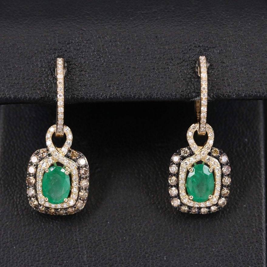 EFFY 14K Emerald and Diamond Earrings