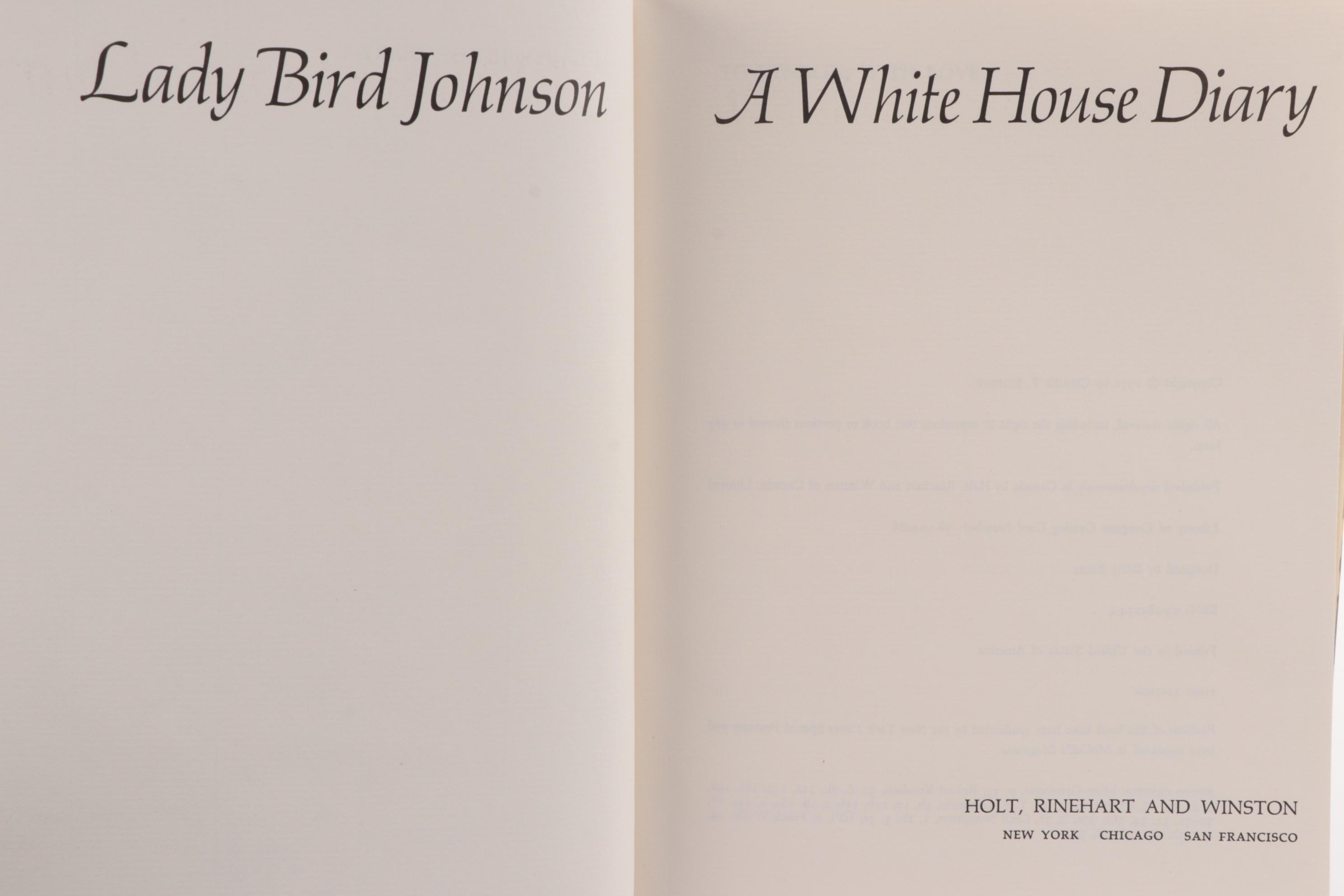 Signed First Edition "A White House Diary" by Lady Bird Johnson, 1970