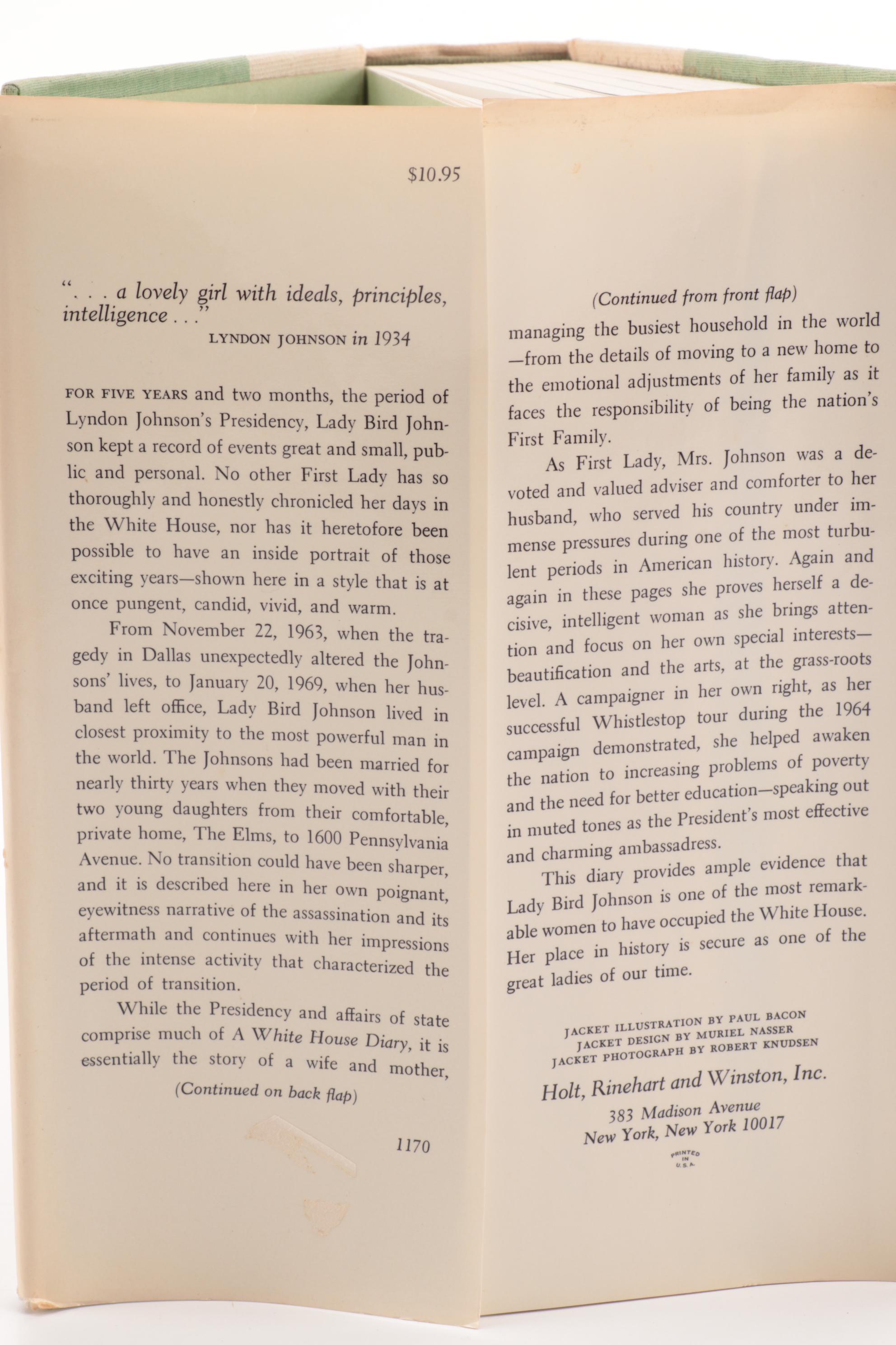 Signed First Edition "A White House Diary" by Lady Bird Johnson, 1970