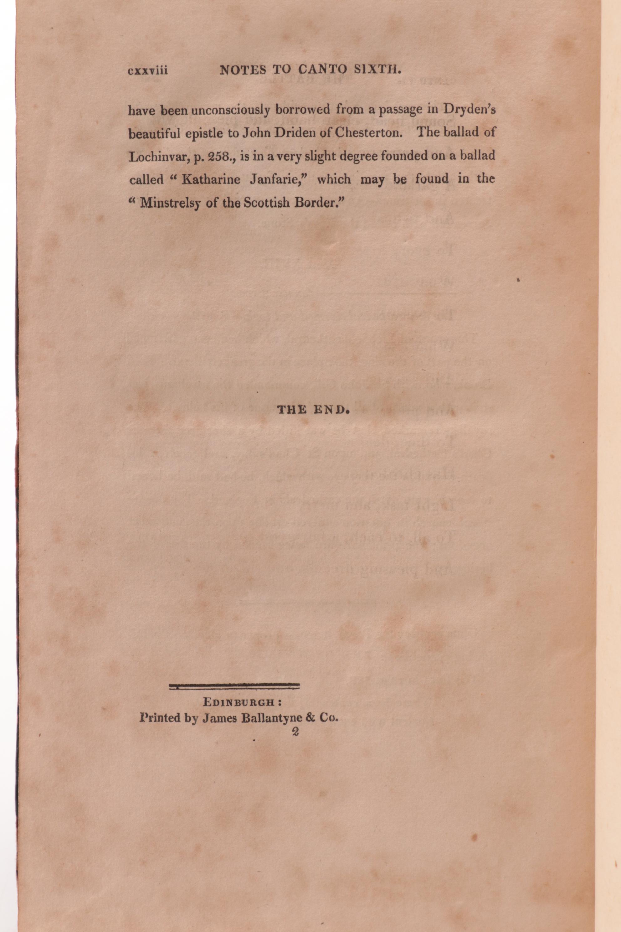 "Marmion; a Tale of Flodden Field" by Sir Walter Scott, 1808