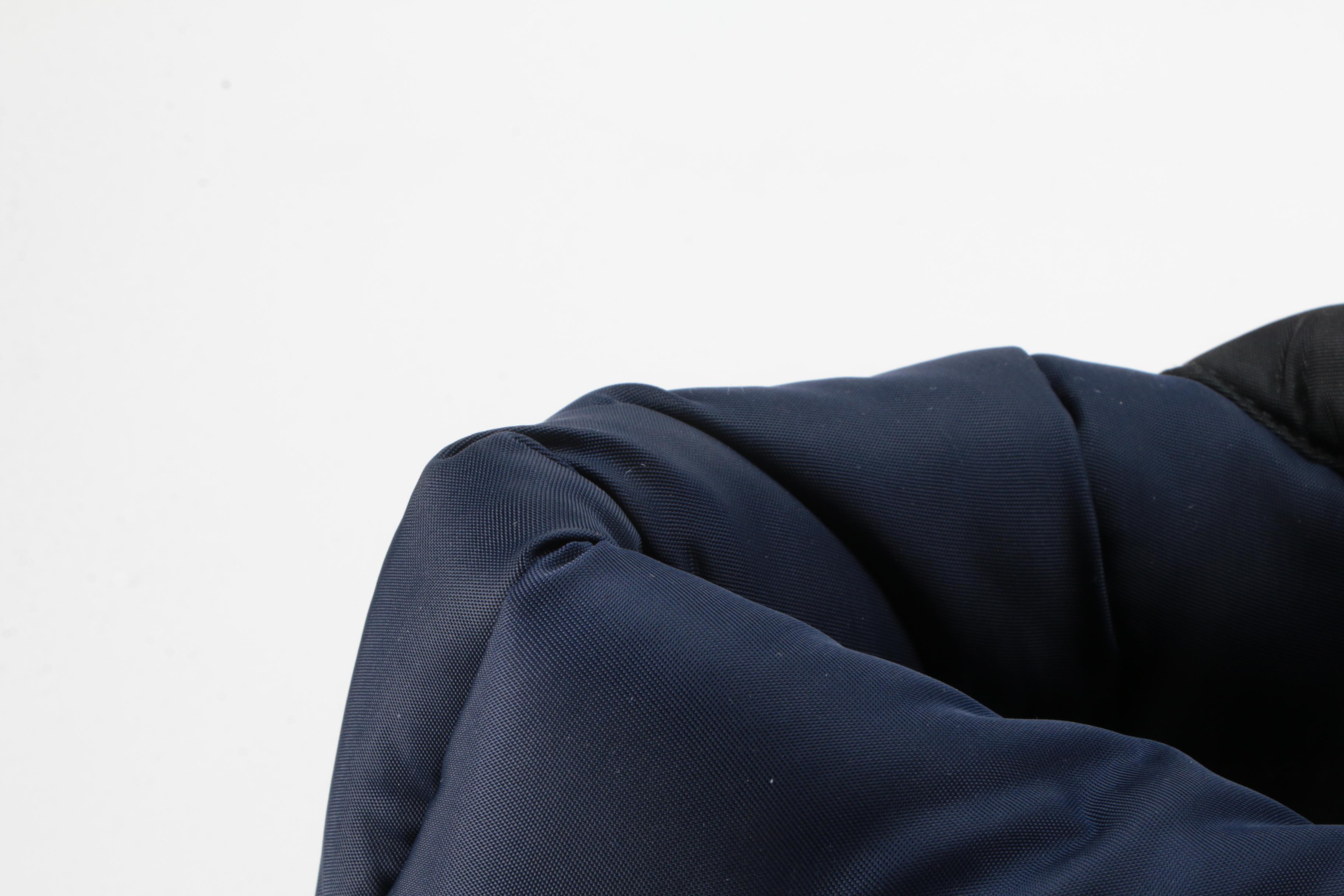 Prada Test Bomber Tote in Navy Blue Quilted Nylon with Leather Trim