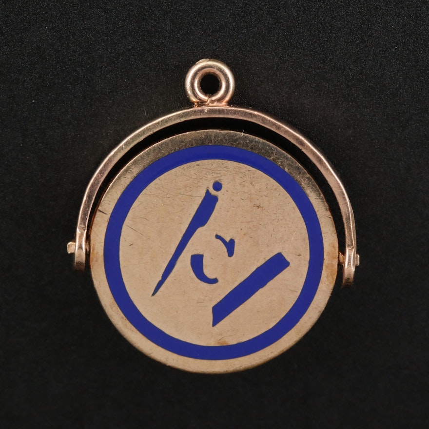 Masonic Enamel Thaumatrope Pendant