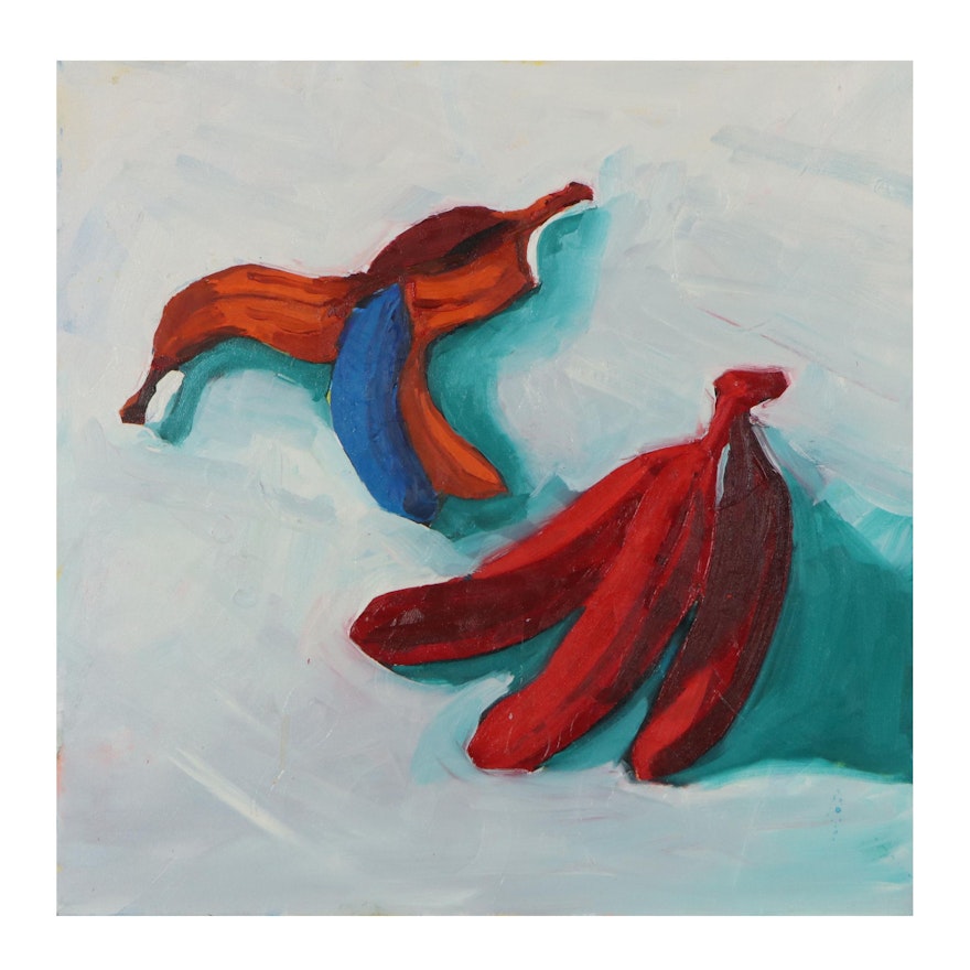 Kaz Ooka Oil Painting "Red Bananas," 21st Century