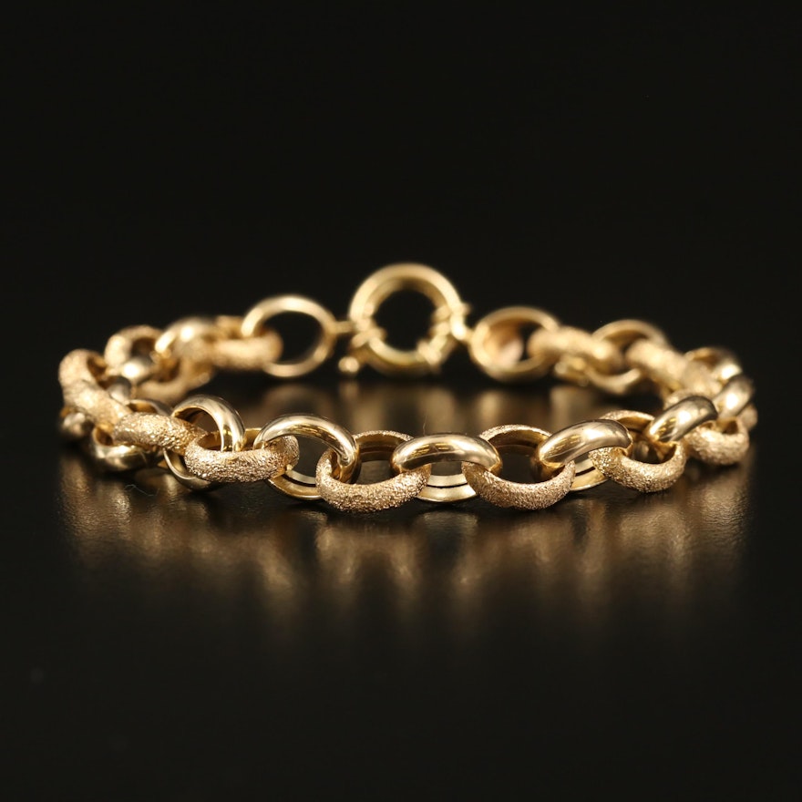 Italian Milor 14K Textured Cable Chain Bracelet