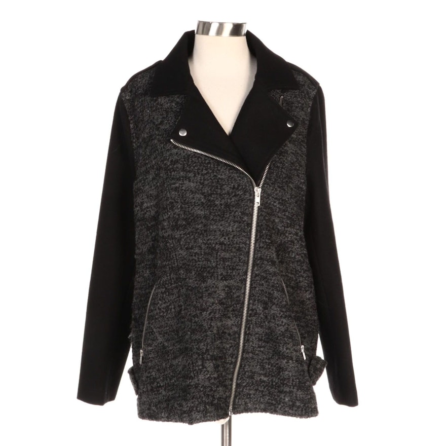 Wool Bouclé Asymmetrical Zip Jacket