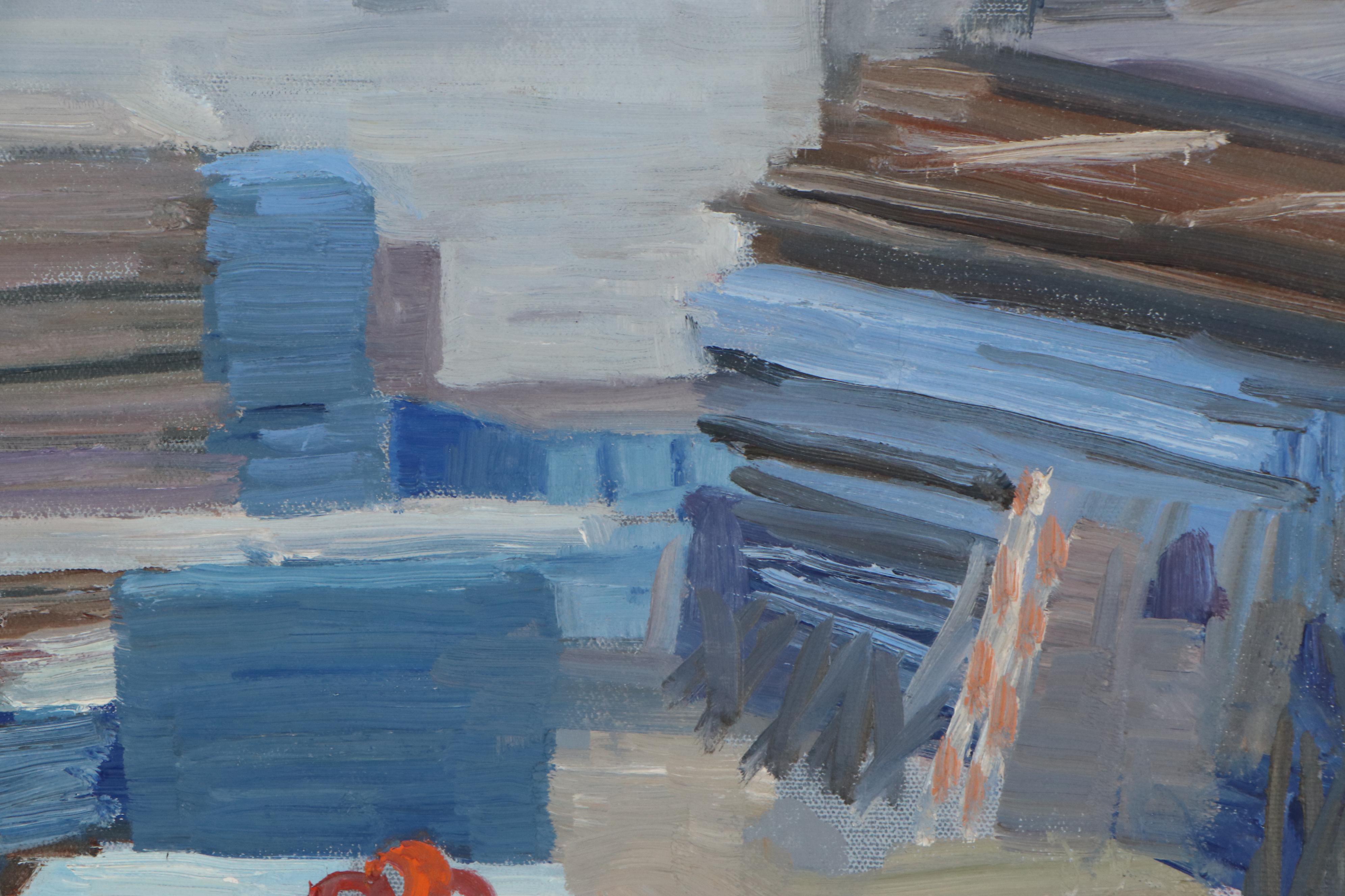 Kaz Ooka Oil Painting "Construction Site Next Door No. 2," 21st Century