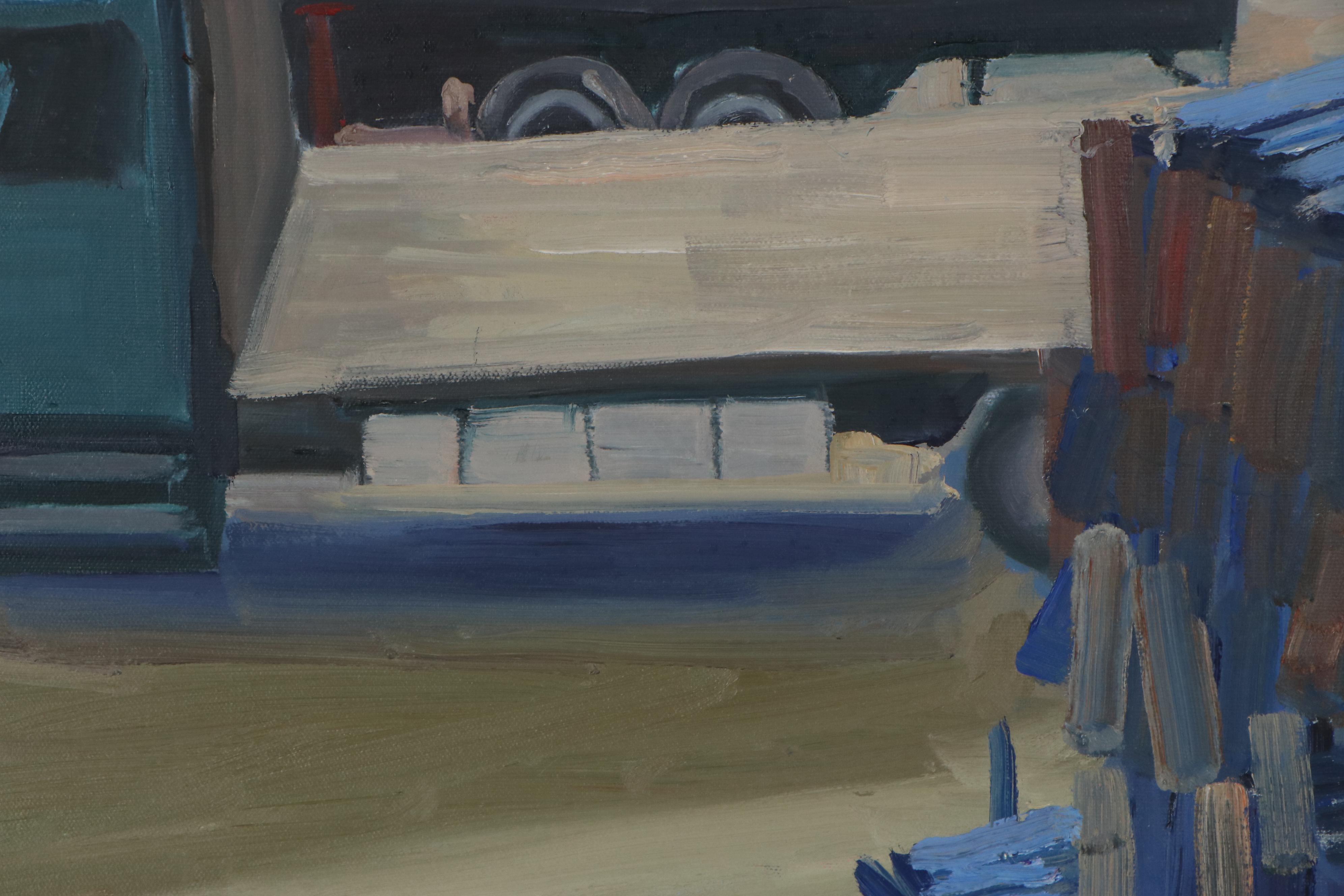 Kaz Ooka Oil Painting "Construction Site Next Door No. 2," 21st Century