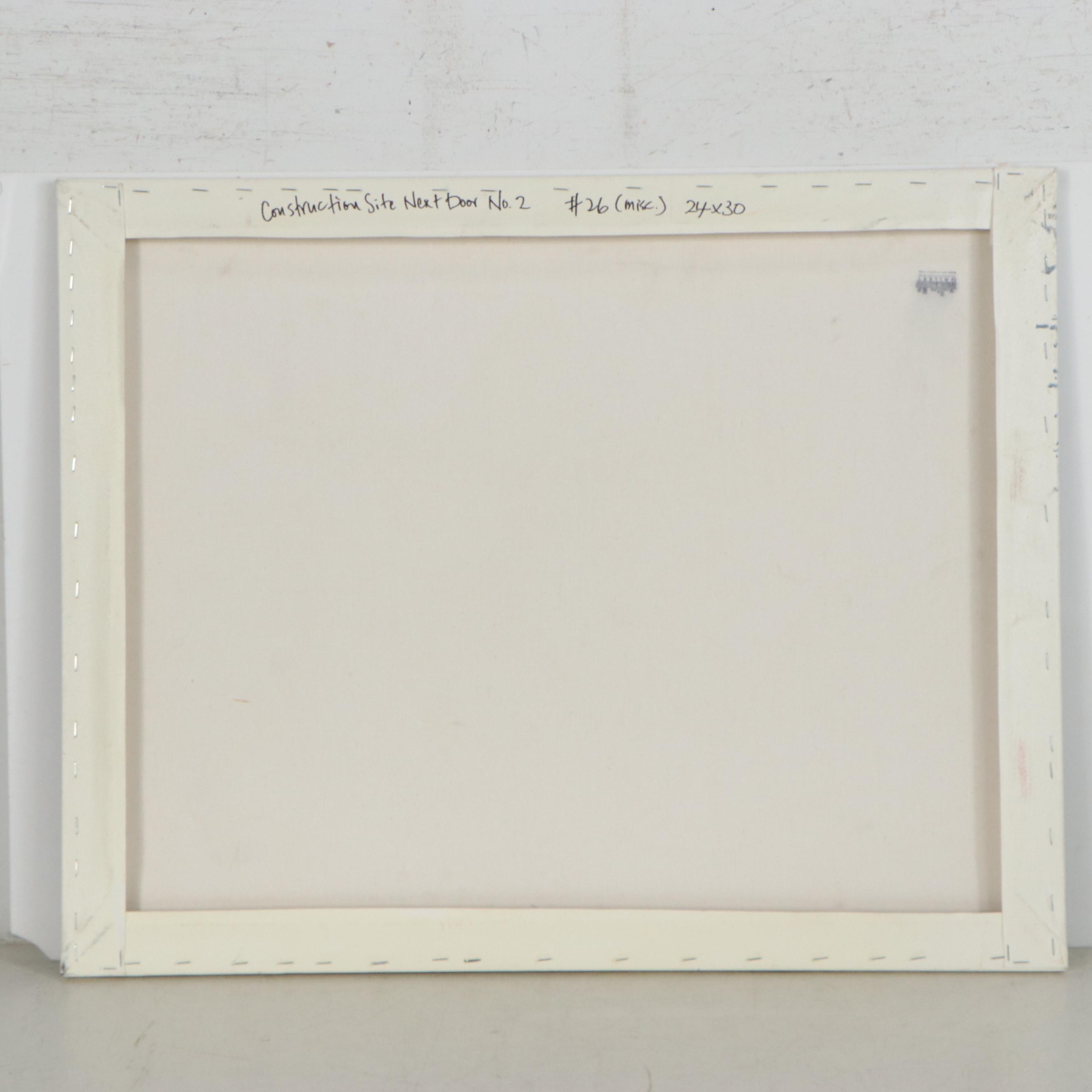 Kaz Ooka Oil Painting "Construction Site Next Door No. 2," 21st Century