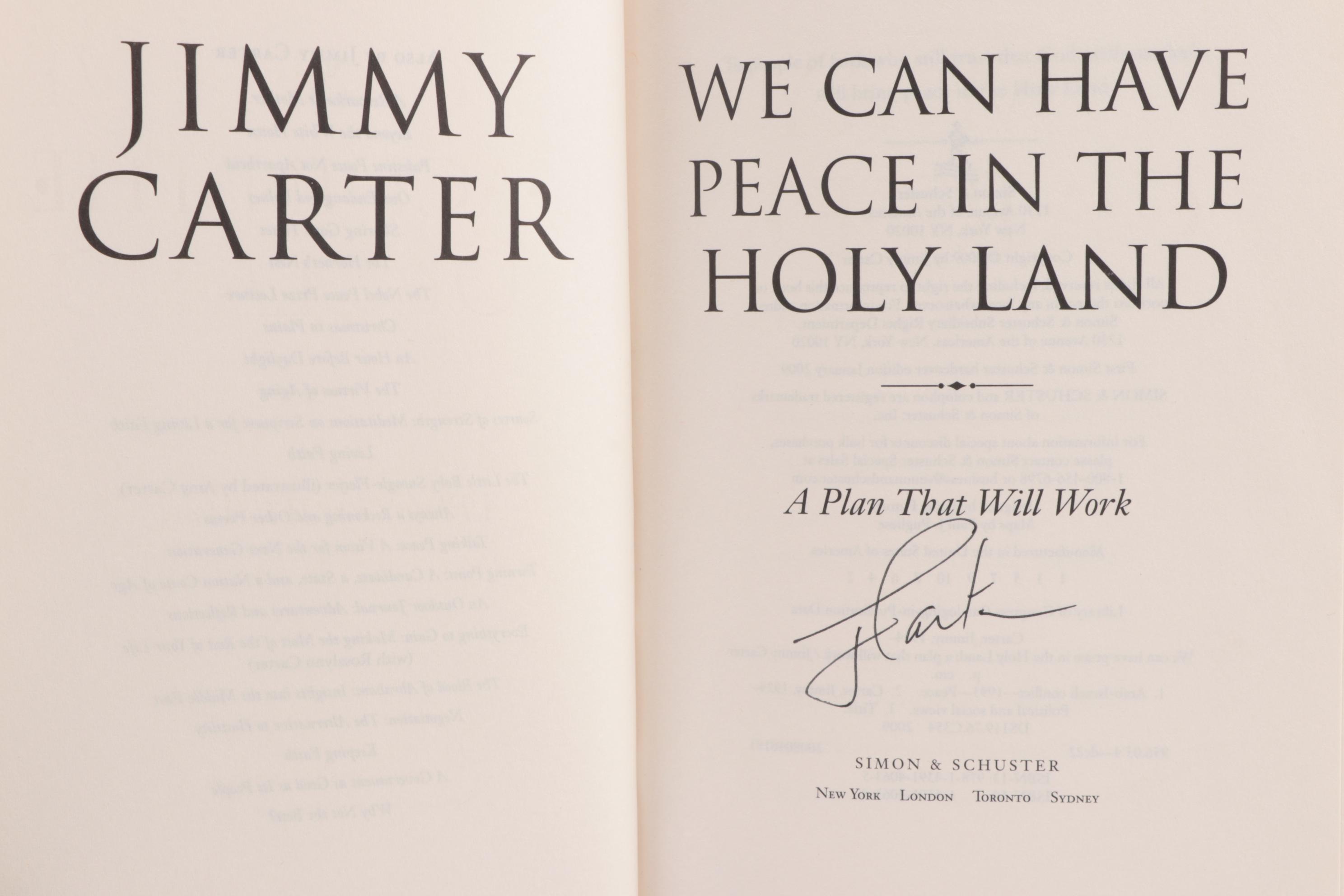 Jimmy Carter Signed "We Can Have Peace in the Holy Land" with COA