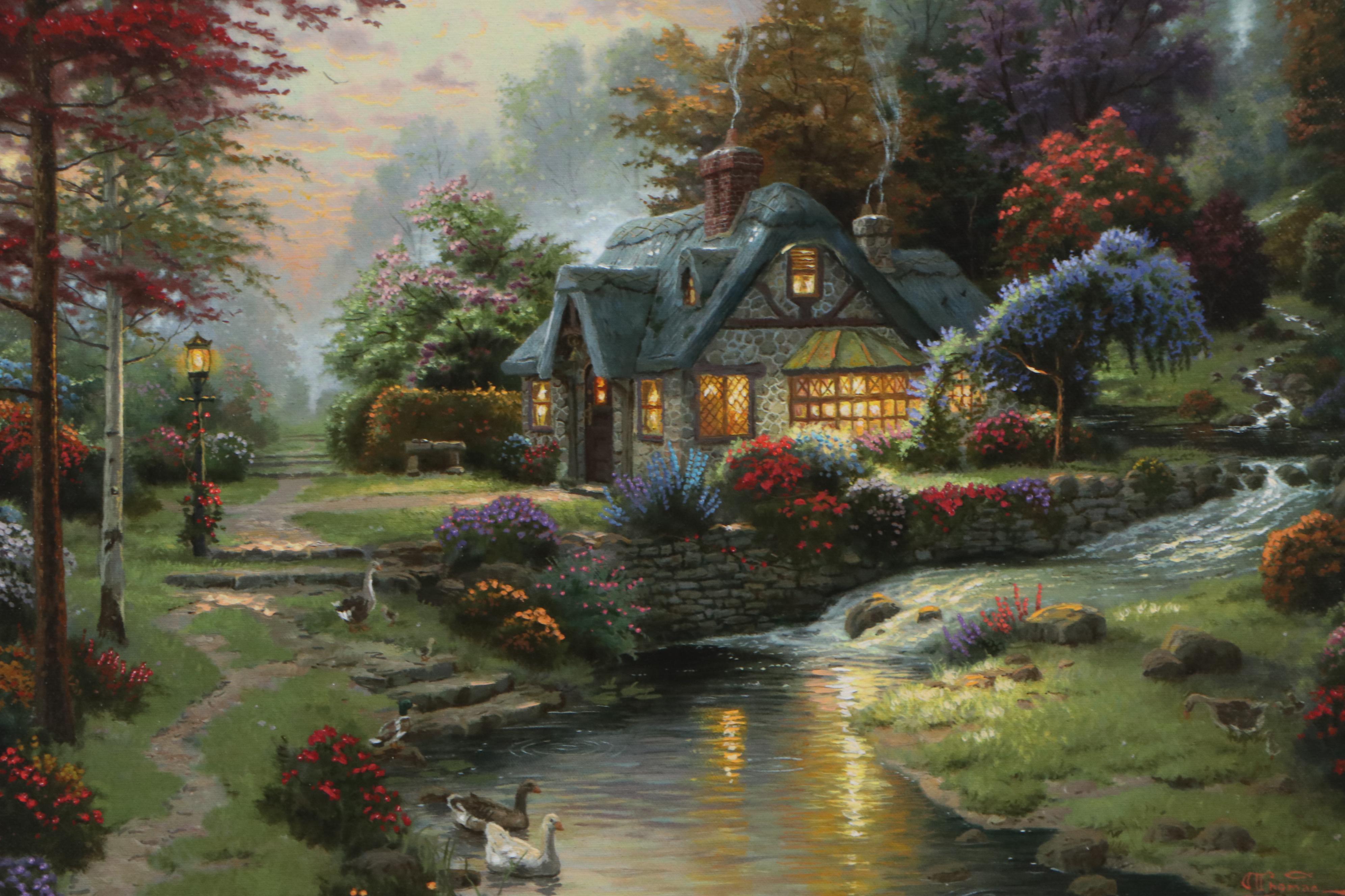 Thomas Kinkade Embellished Giclée "Stillwater Cottage"
