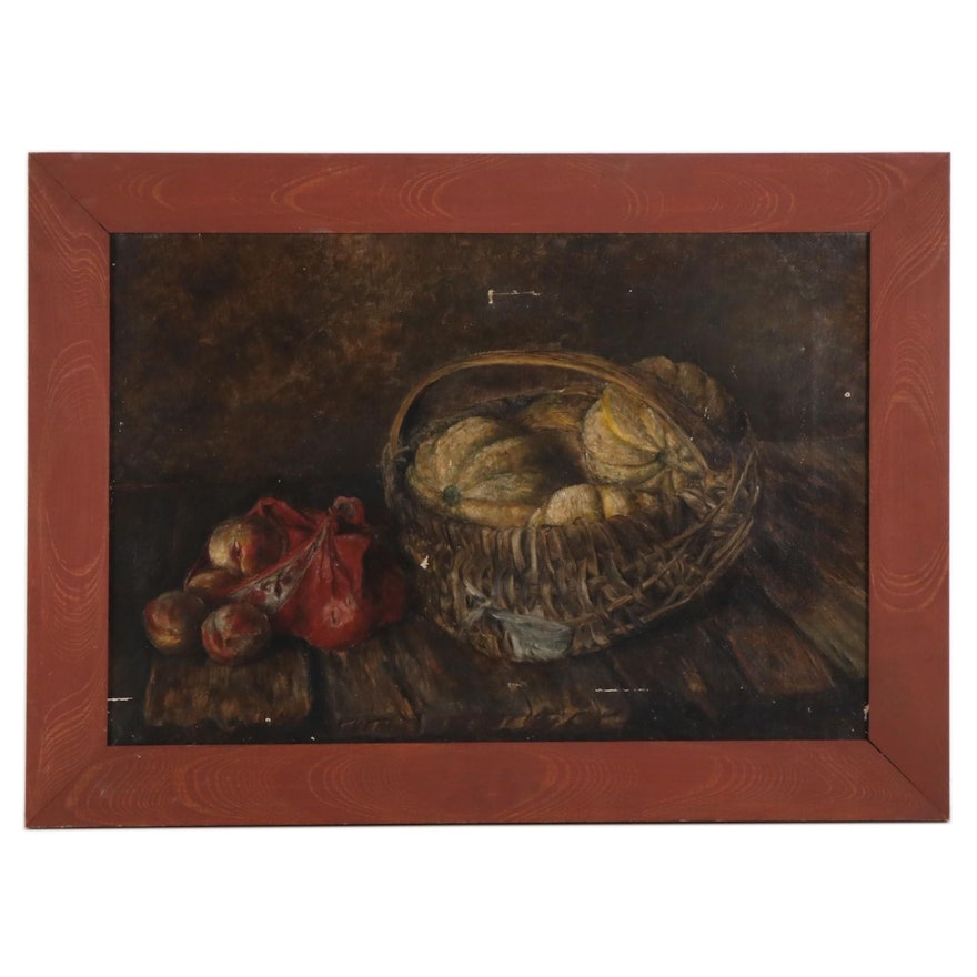 Still Life Oil Painting with Fruit, 19th Century