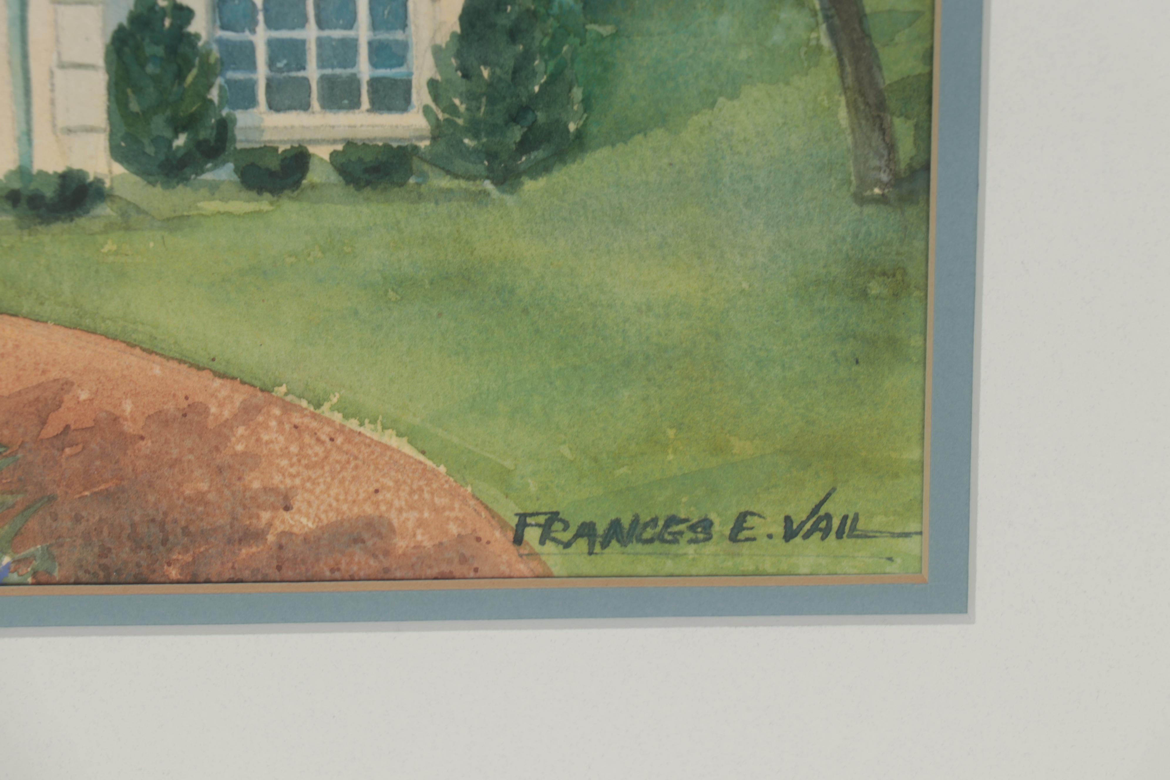 Frances E. Vail Watercolor Painting of French Provincial Style House