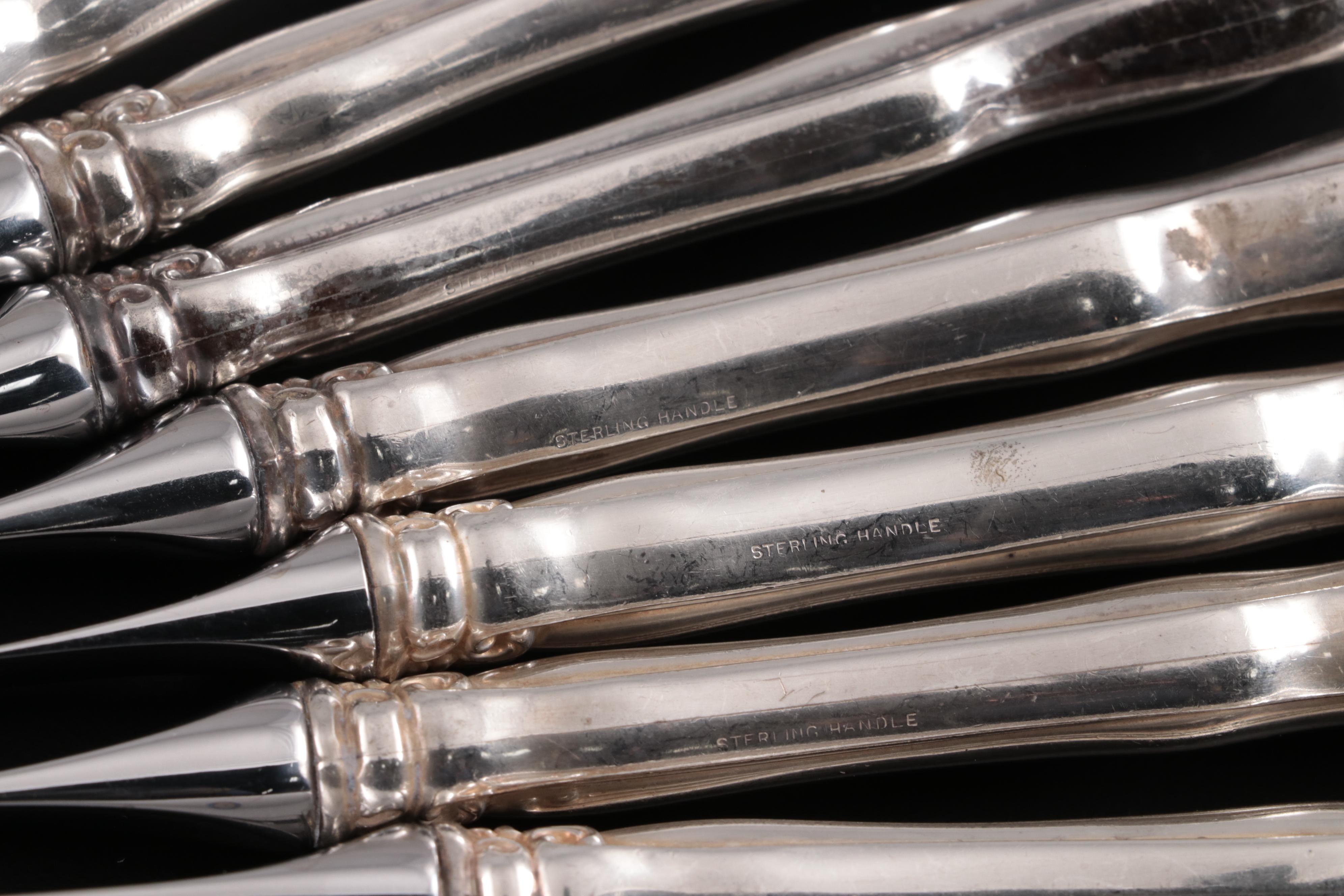 Westmorland "George and Martha Washington" Sterling Silver Handled Dinner Knives