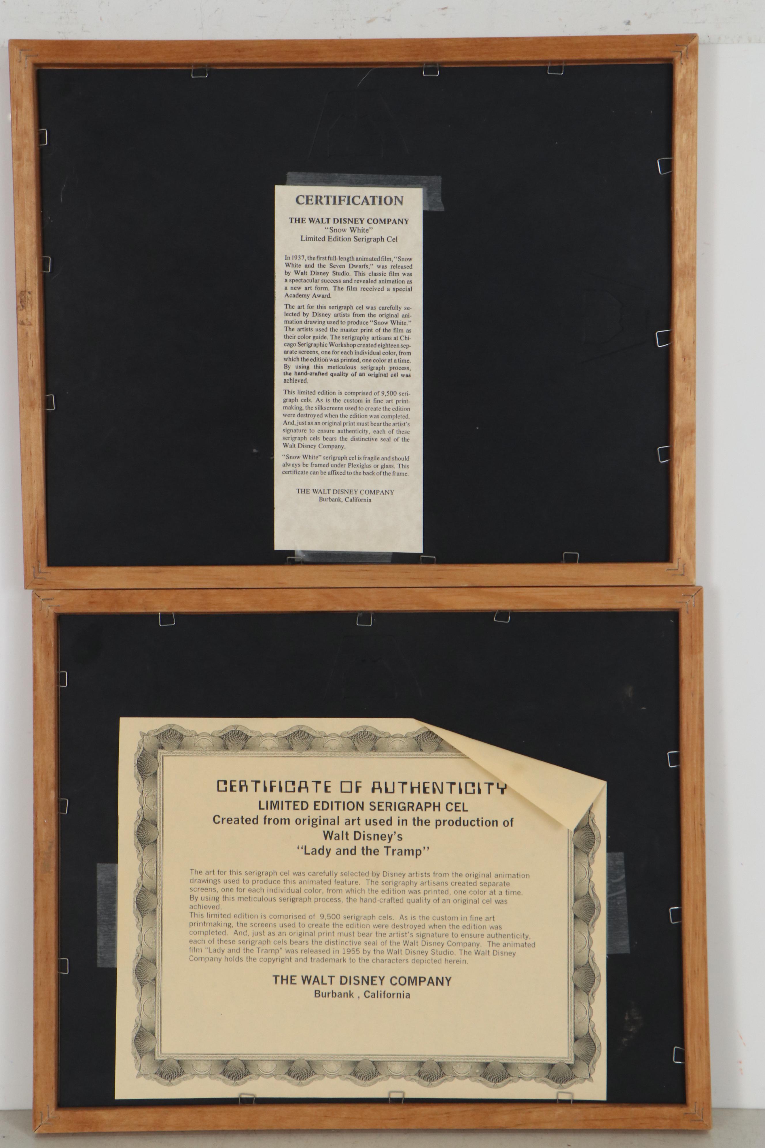 Disney "Snow White and the Seven Dwarfs" and "Lady and the Tramp" Sericels