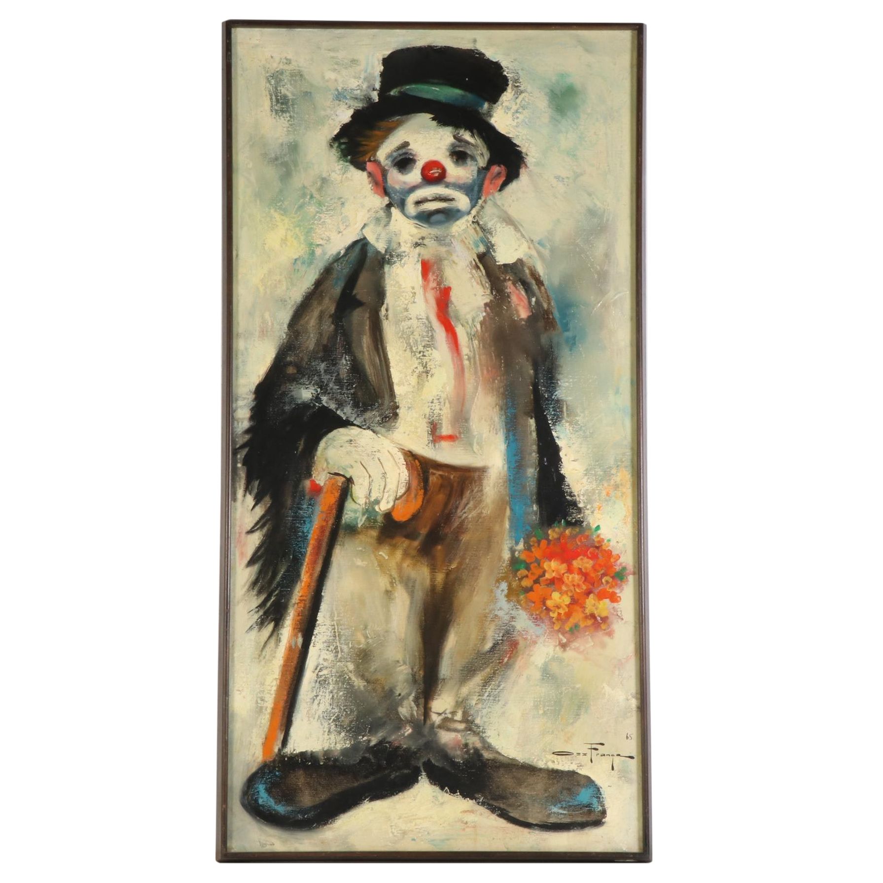 Ozz França Portrait Oil Painting "Clown in Love," 1965