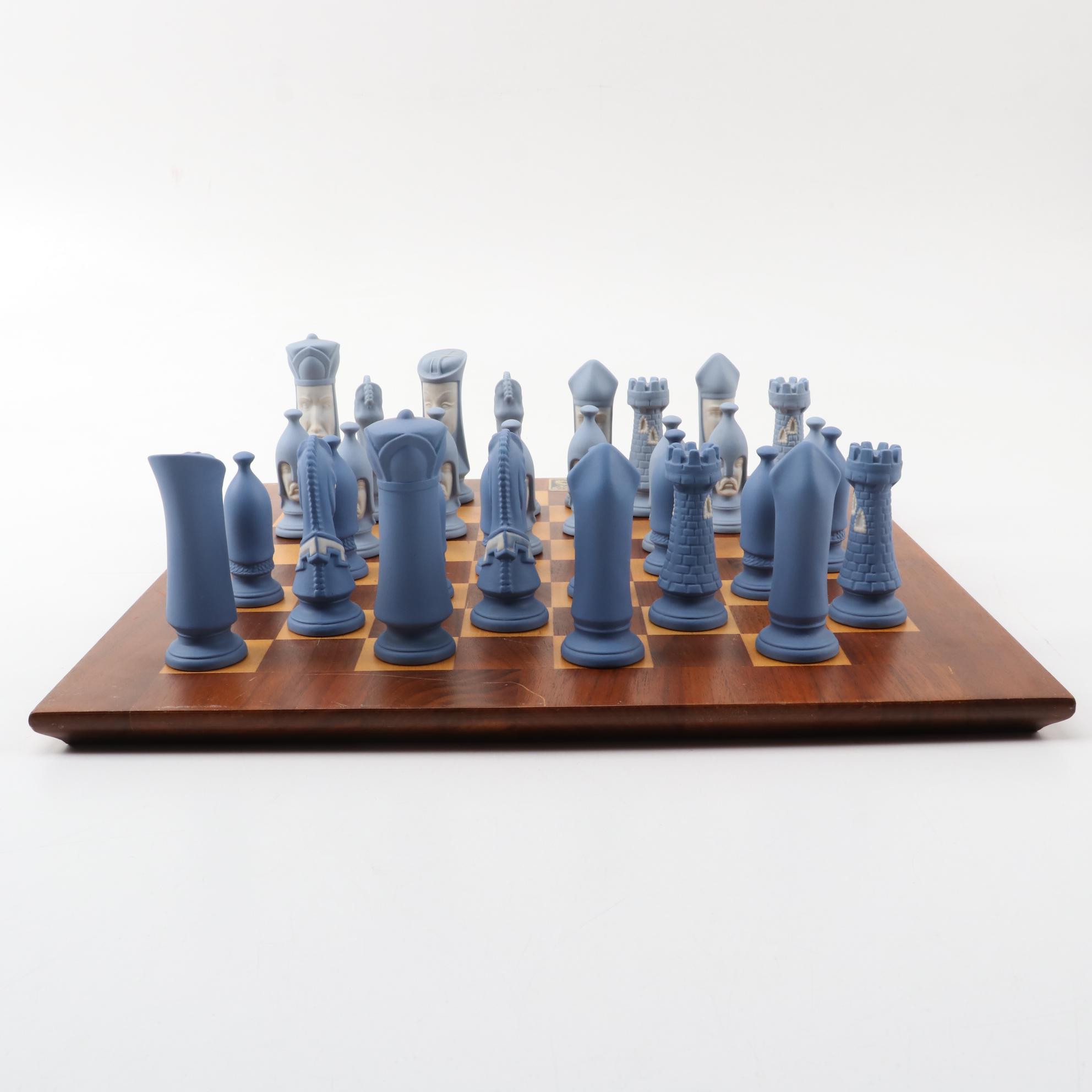 Ceramic Bisque Chess Set with Drueke Chess Board