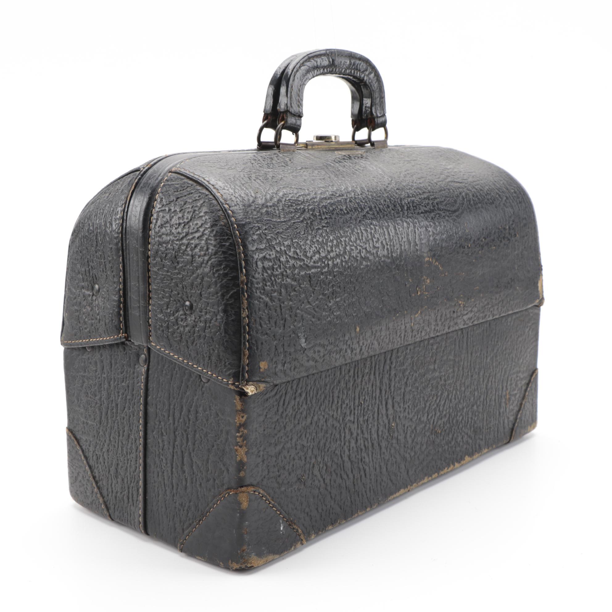 Schell Leather Company "Emdee" Doctor Bag in Top Grain Cowhide, Mid-20th Century