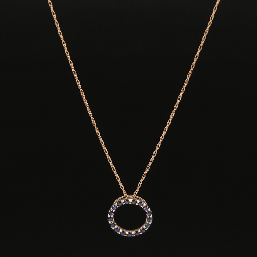 10K and 14K Sapphire Circle Necklace
