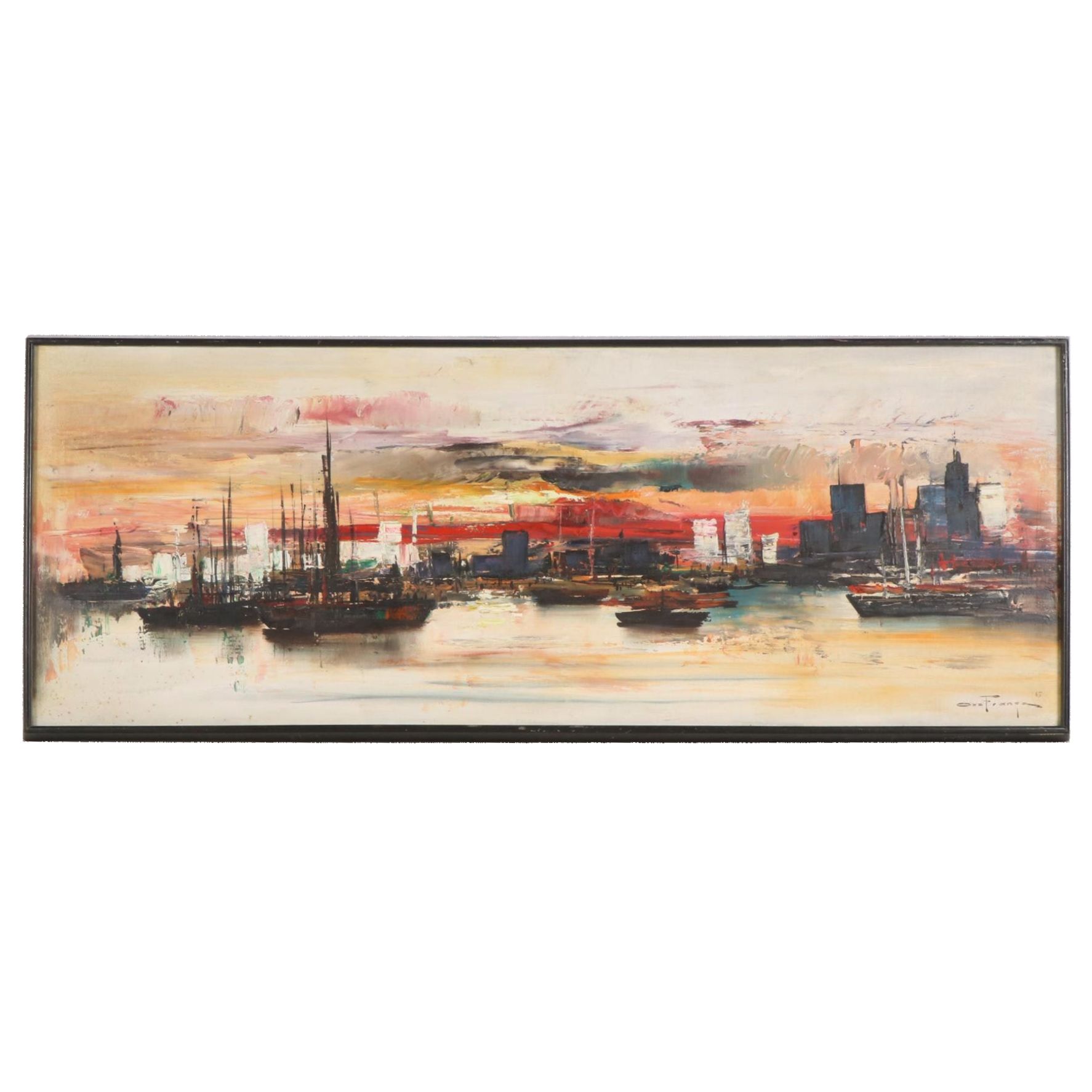 Ozz França Modernist Oil Painting "Crepúsculo," 1965