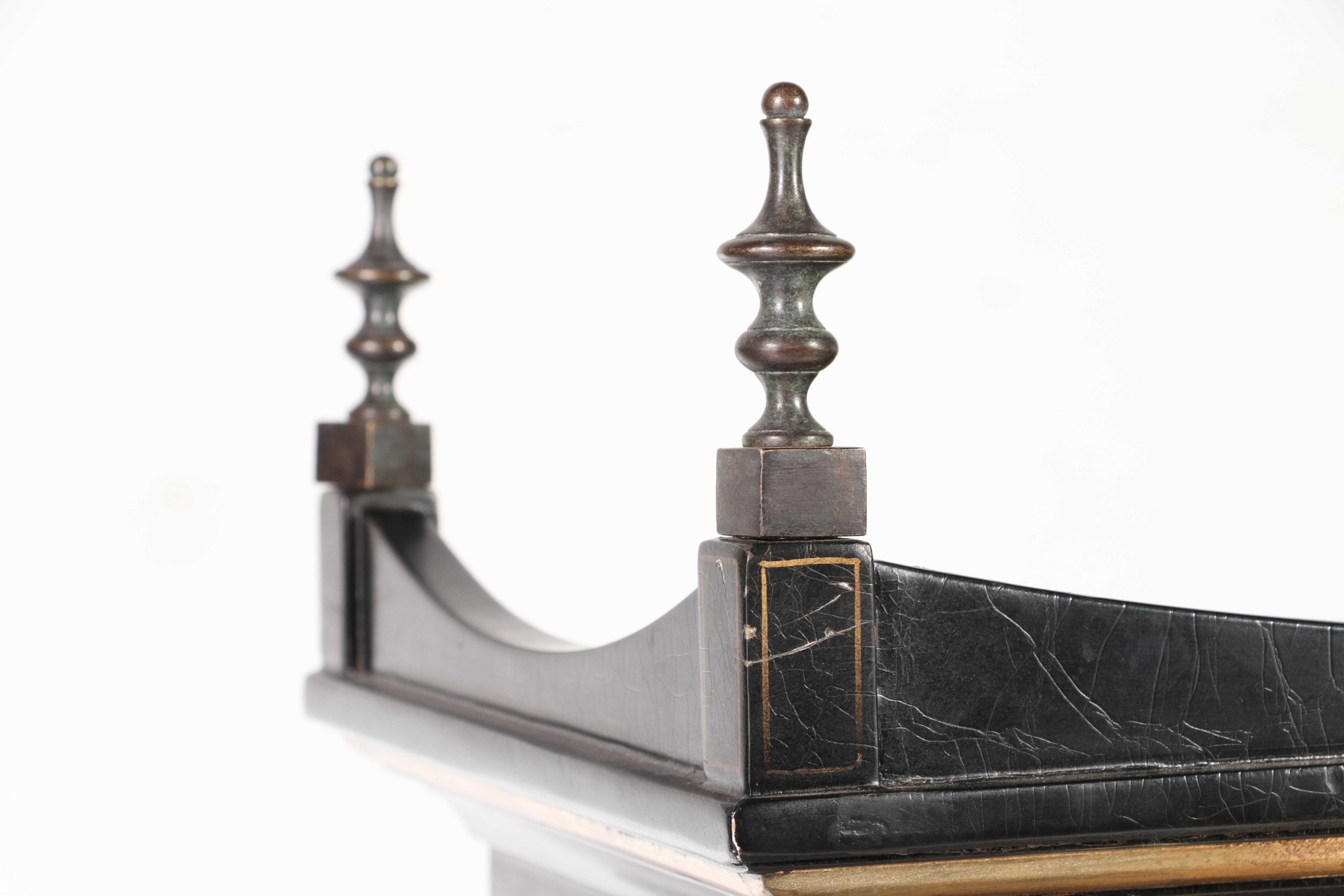 Neoclassical Style Black Lacquer and Parcel-Gilt Two-Piece China Cabinet