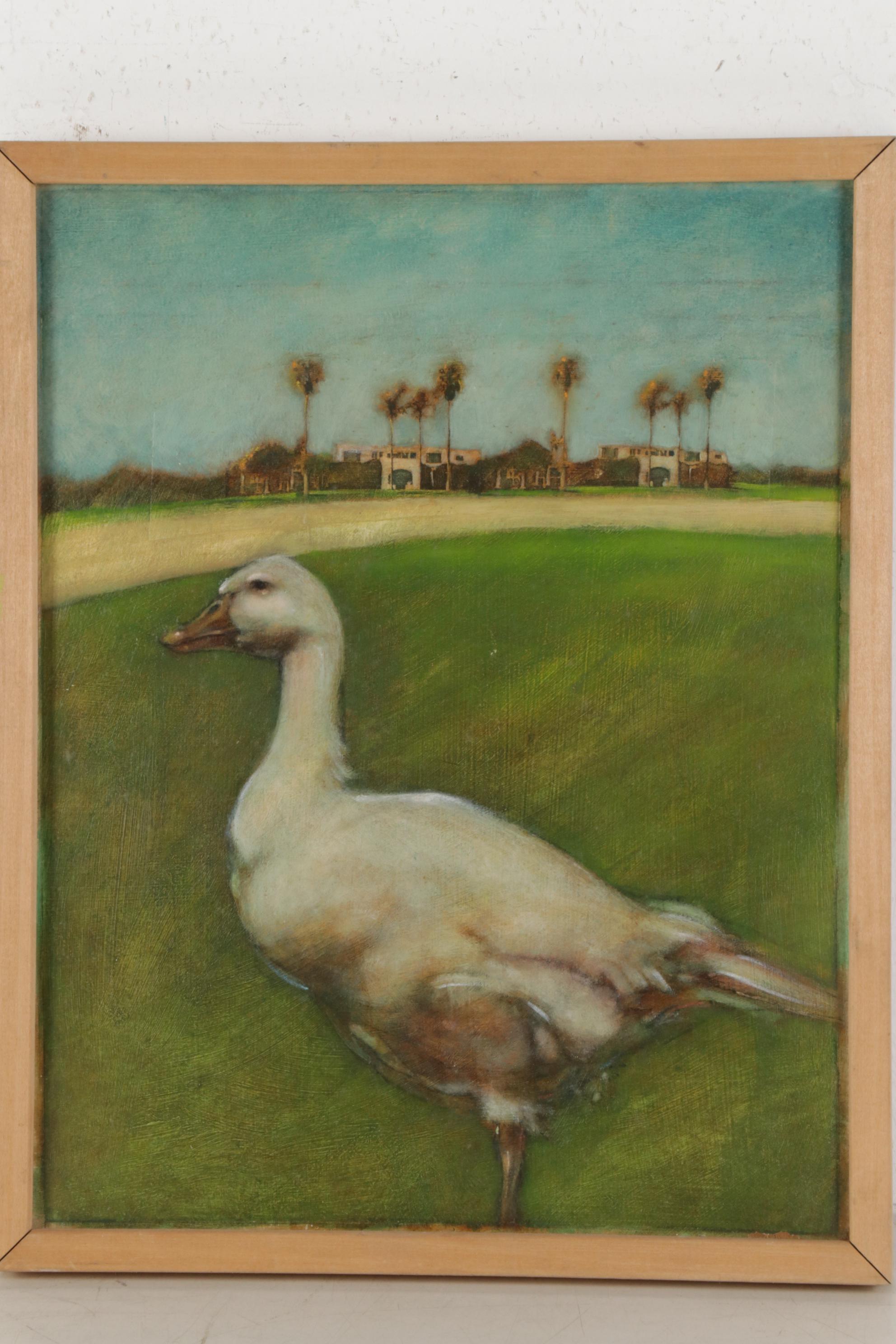 Joseph Daniel Fiedler Oil Painting "Duck," circa 1983