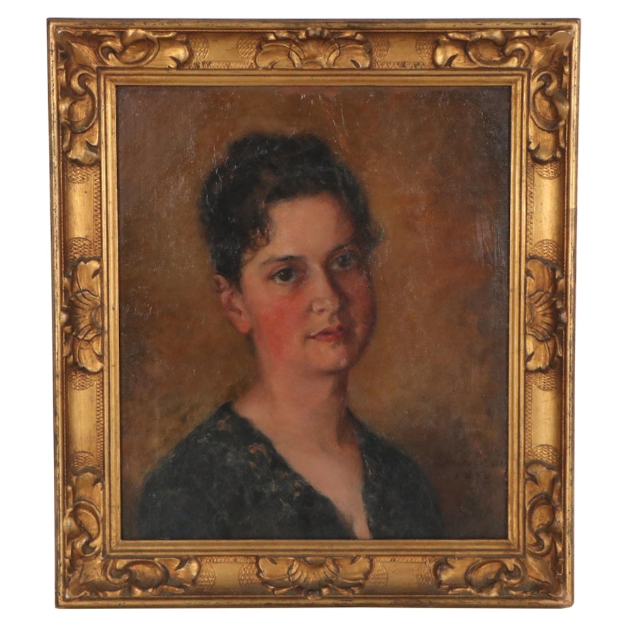 S. Mary Norton Portrait Oil Painting of a Woman, 1886