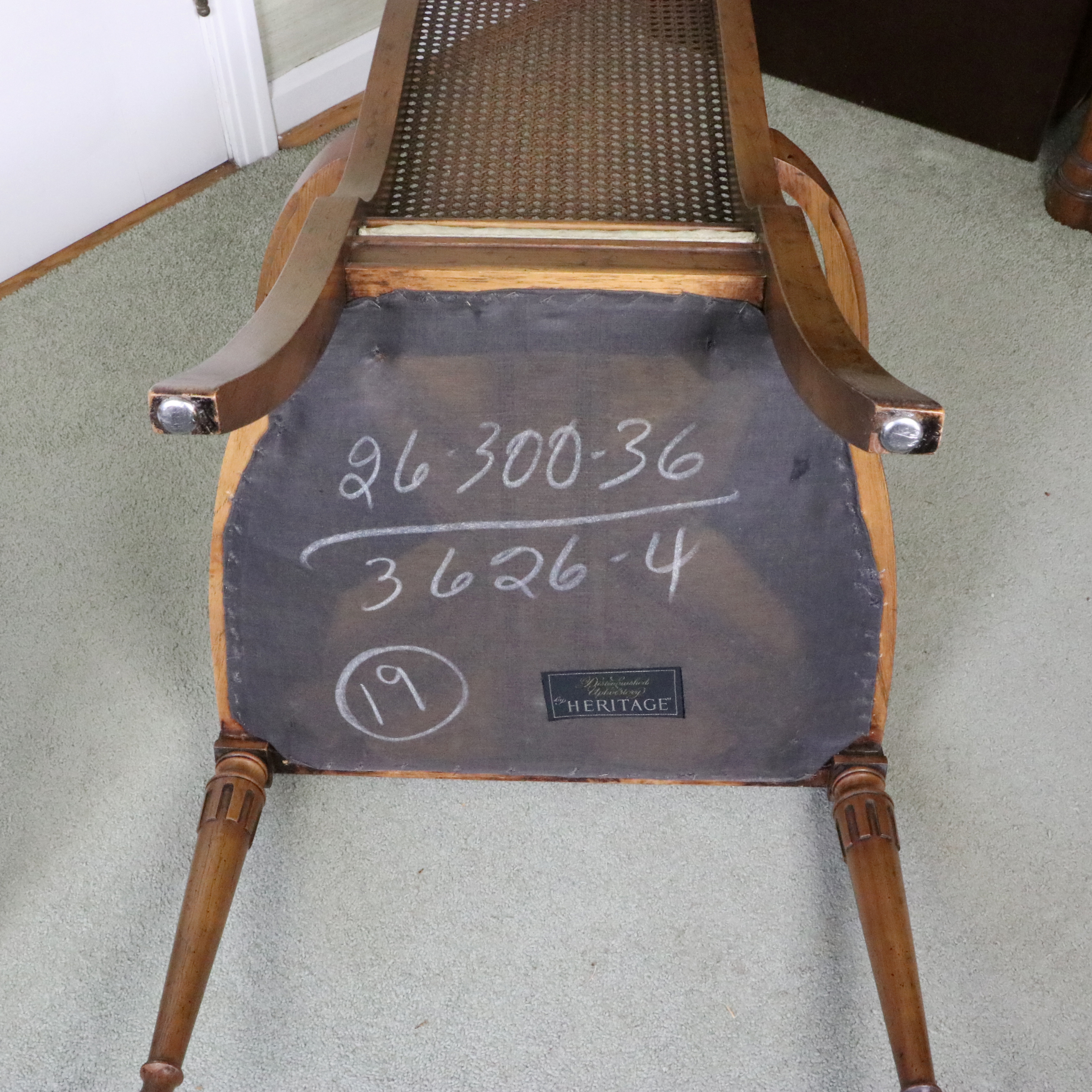 Heritage Extension Dining Table and Caned Chairs, Late 20th Century