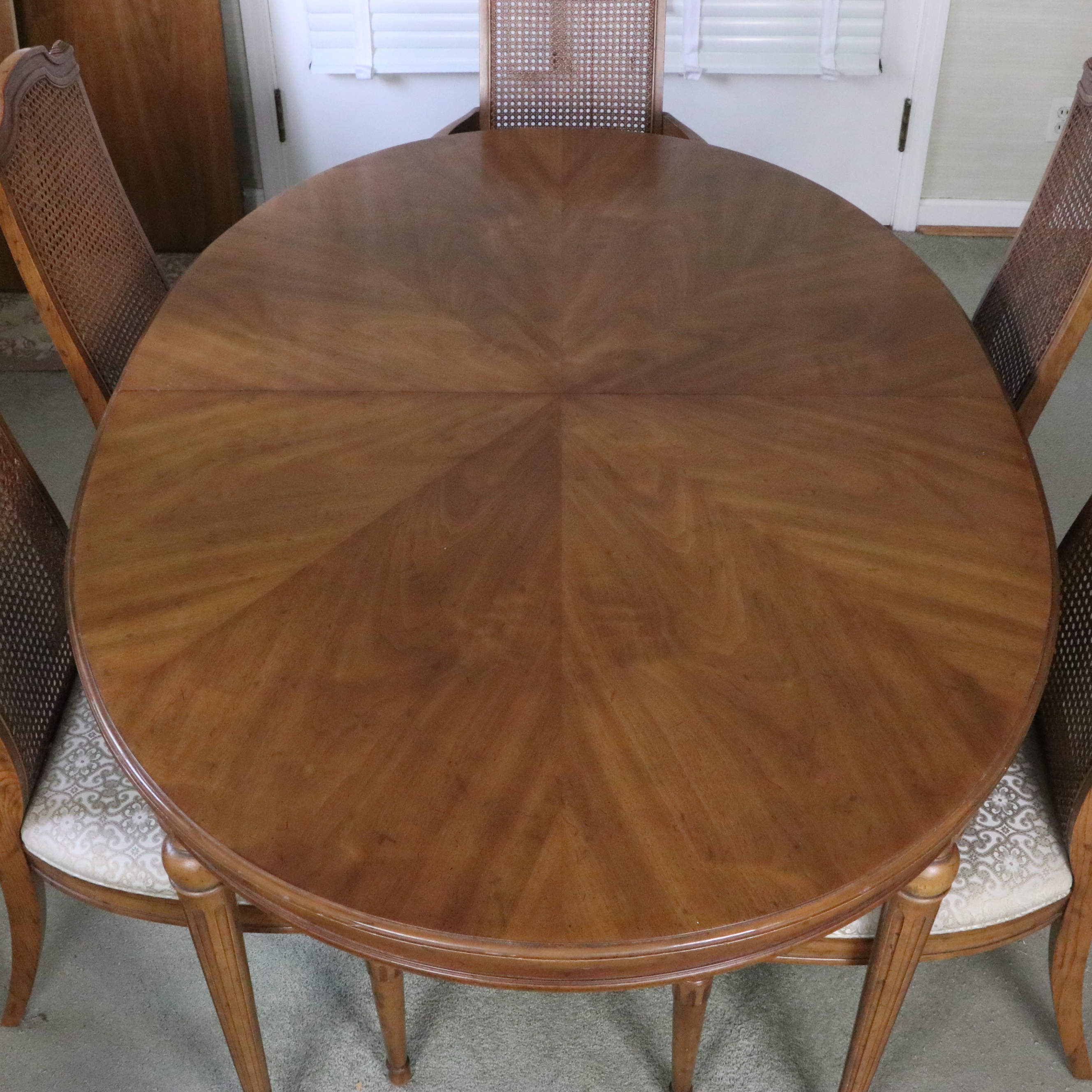 Heritage Extension Dining Table and Caned Chairs, Late 20th Century