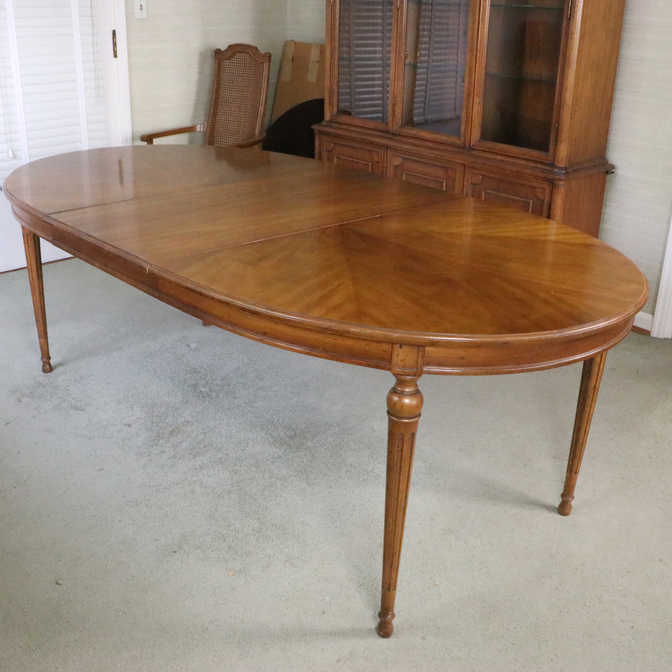 Heritage Extension Dining Table and Caned Chairs, Late 20th Century