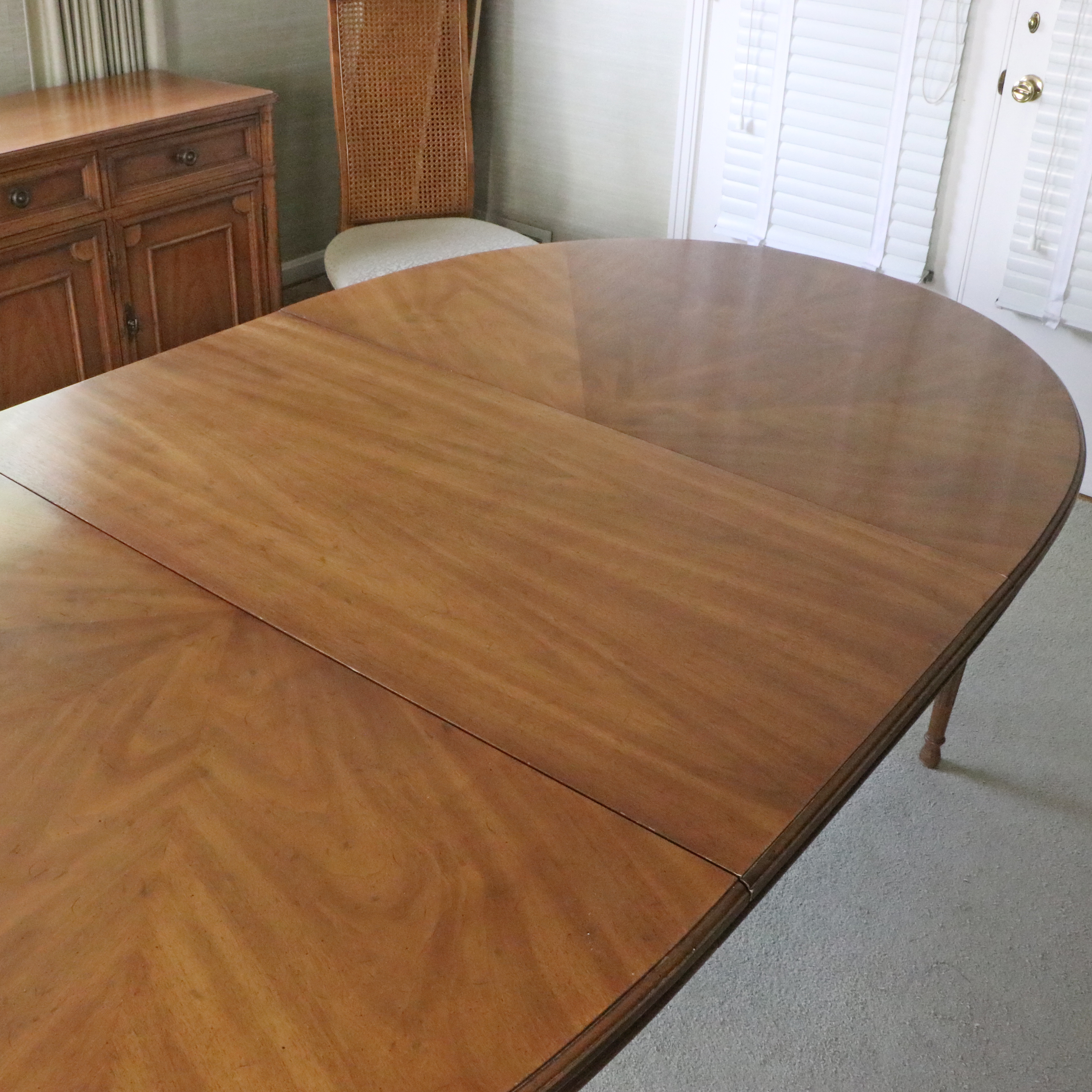 Heritage Extension Dining Table and Caned Chairs, Late 20th Century
