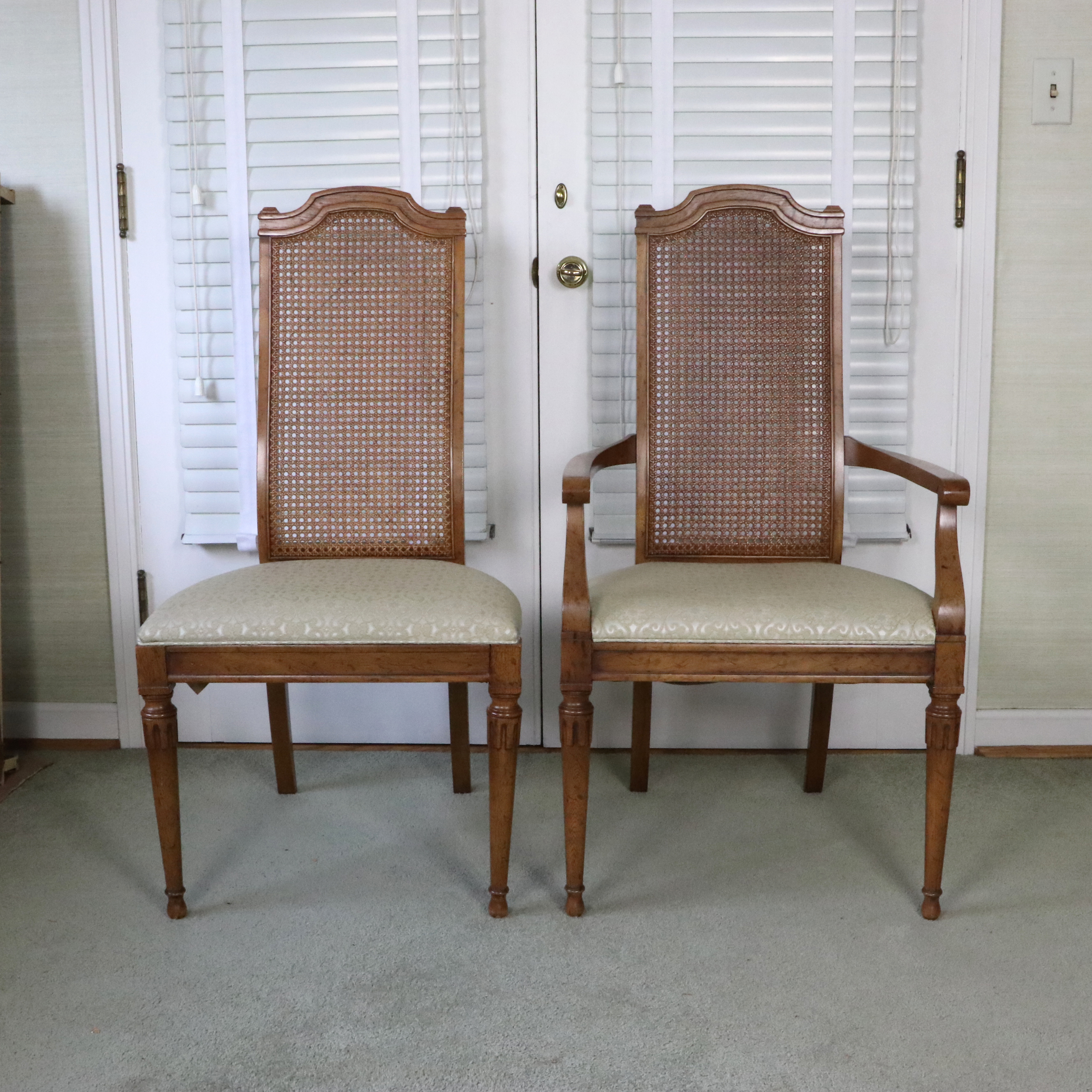 Heritage Extension Dining Table and Caned Chairs, Late 20th Century