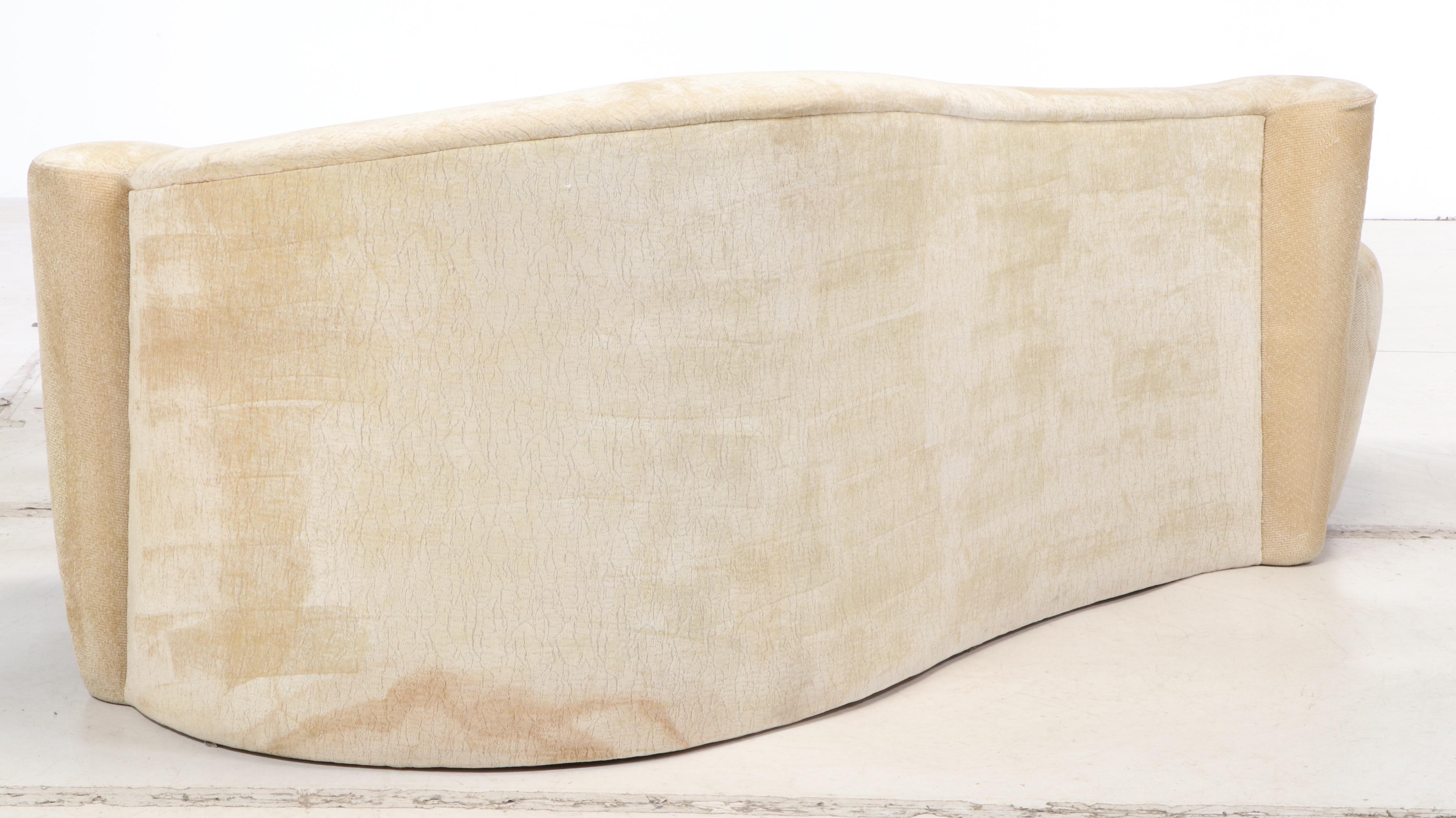 Contemporary Kidney Shaped Chenille Upholstered Sofa